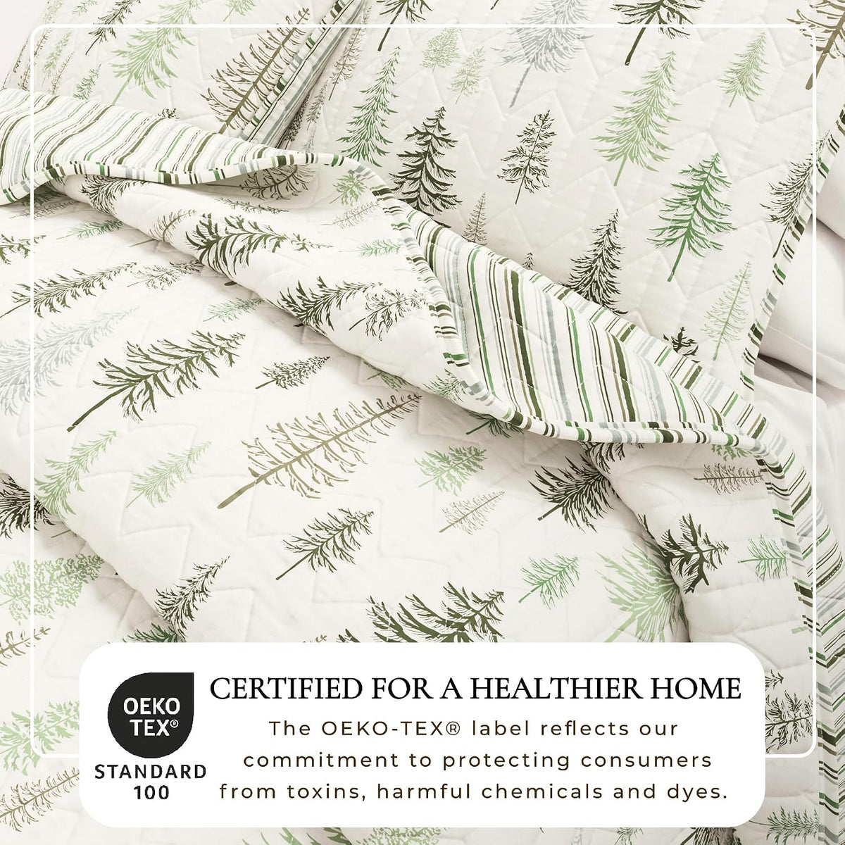 Great Bay Home Lodge Quilt Set - 3-Piece Full/Queen Size Rustic Bedding Set - Lightweight, All-Season, Reversible Bedspread (Lodge Trees)