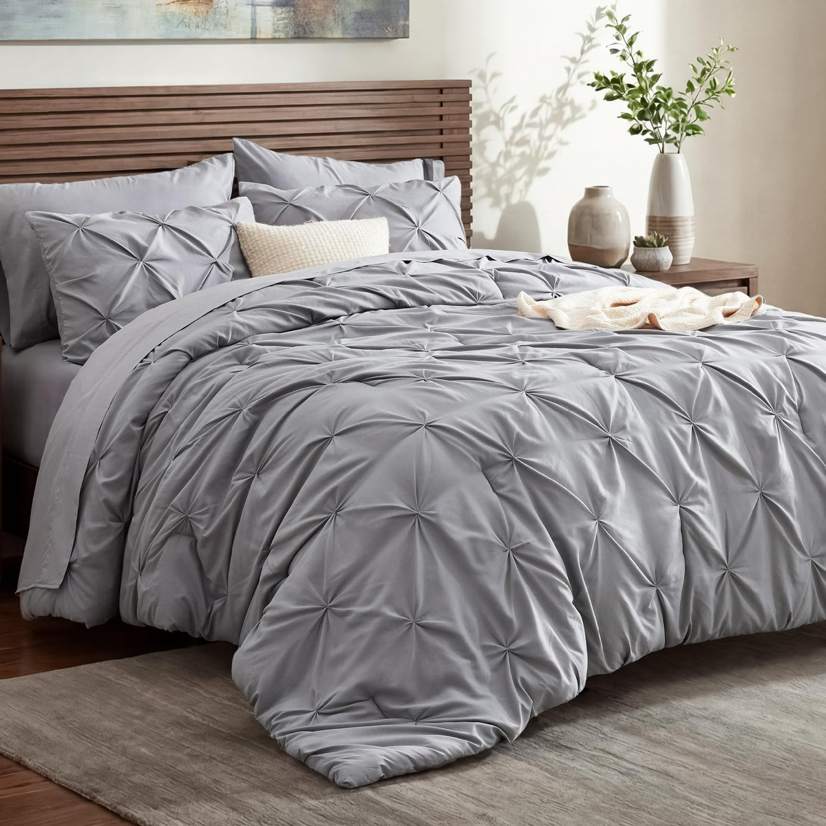 Bedsure 7-Piece King Size Comforter Set & Sheets, Olive Green King Bedding