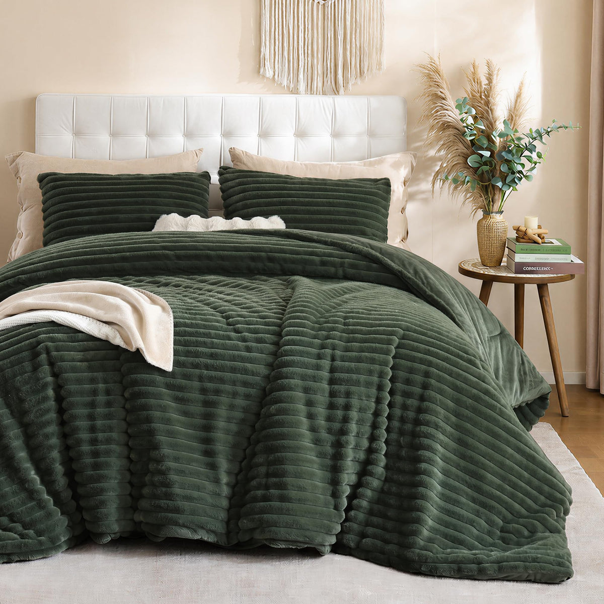 Smoofy Fluffy Queen Size Comforter 3 PCS - Pink Fleece Bedding Set