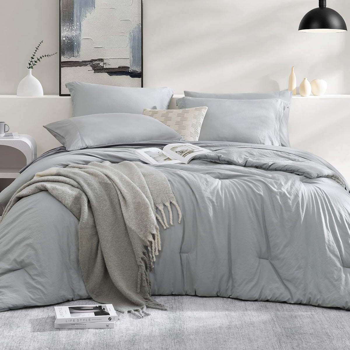 Full Size Comforter Sets-7 Pieces Ultra Soft Bed in a Bag Full Bedding Sets