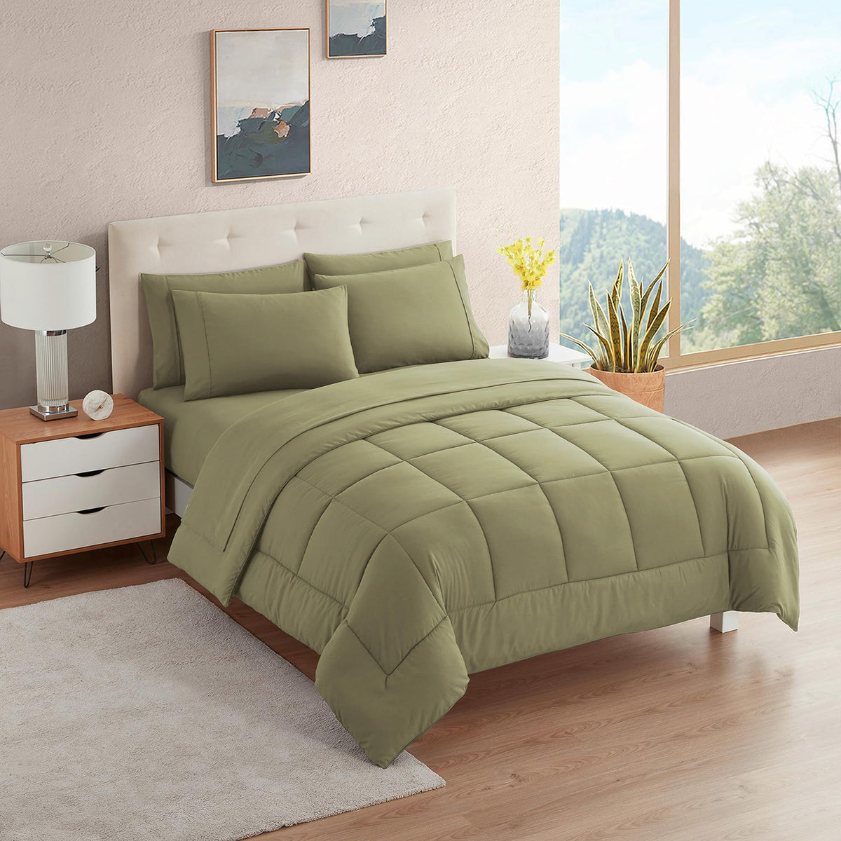Full Size Comforter Set with Sheets - 7-Piece Bedding Collection - 1 Comforter, 1 Fitted Sheet, 1 Flat, 4 Pillowcases - Deep Pocket - Soft & Breathable Premium Quality - Ideal for All Seasons, Gray