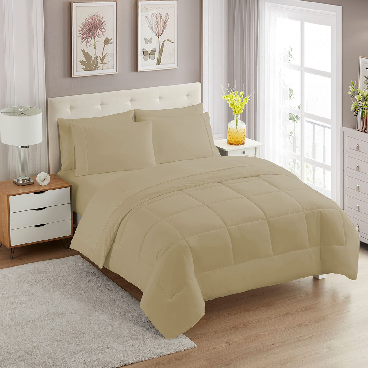 Full Size Comforter Set with Sheets - 7-Piece Bedding Collection - 1 Comforter, 1 Fitted Sheet, 1 Flat, 4 Pillowcases - Deep Pocket - Soft & Breathable Premium Quality - Ideal for All Seasons, Gray