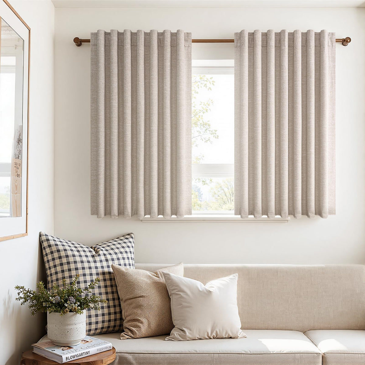 Topfinel Cream Linen Blackout Curtains 84 Inch Long for Bedroom Living Room, Ivory Pinch Pleat Back Tab Full Blackout Drapes Farmhouse Boho Curtains for Window, White Neutral Curtains 52" X 84" 7 FT