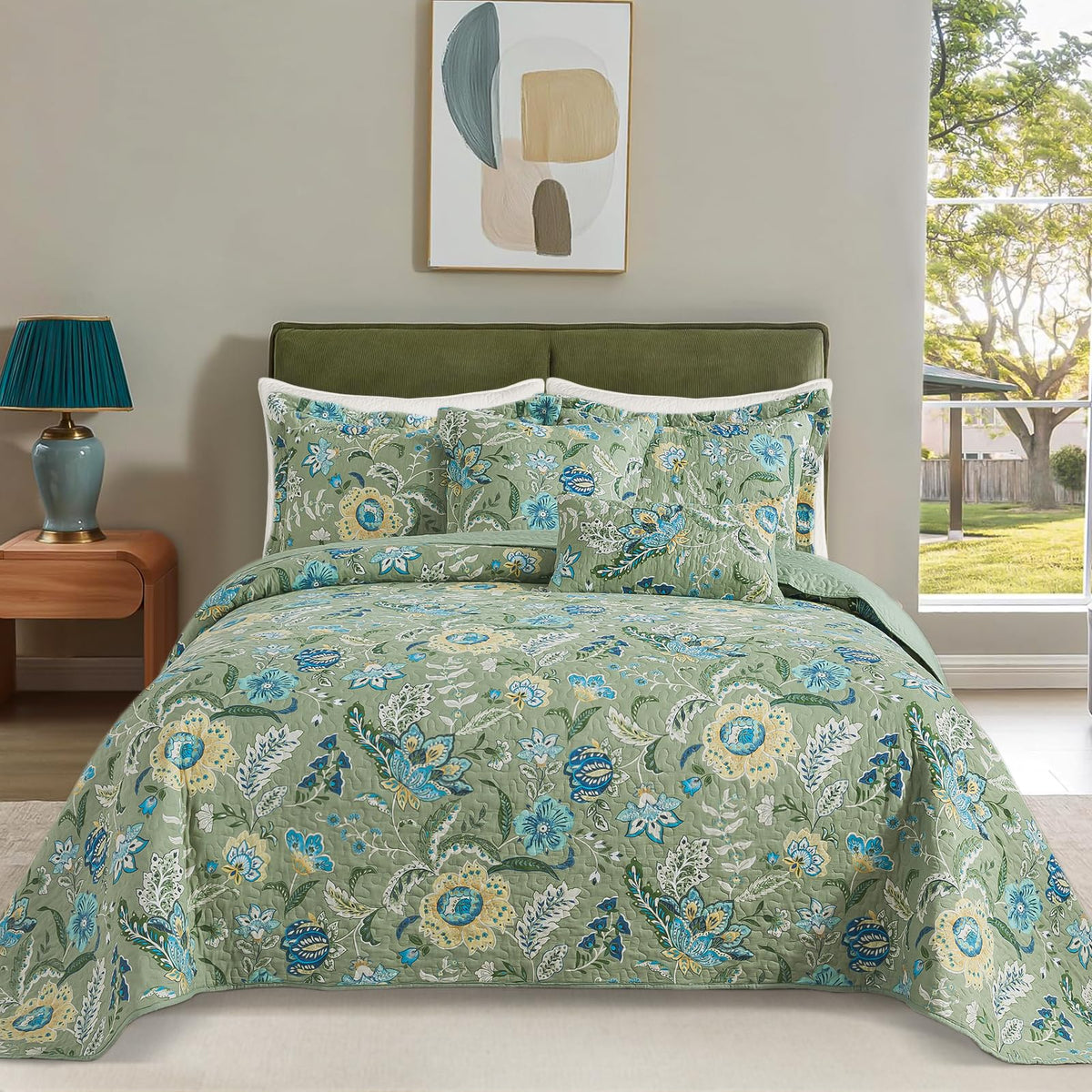 BEDIFANY Cotton King Size Quilt Sets, Lightweight King Quilt Bedding Set