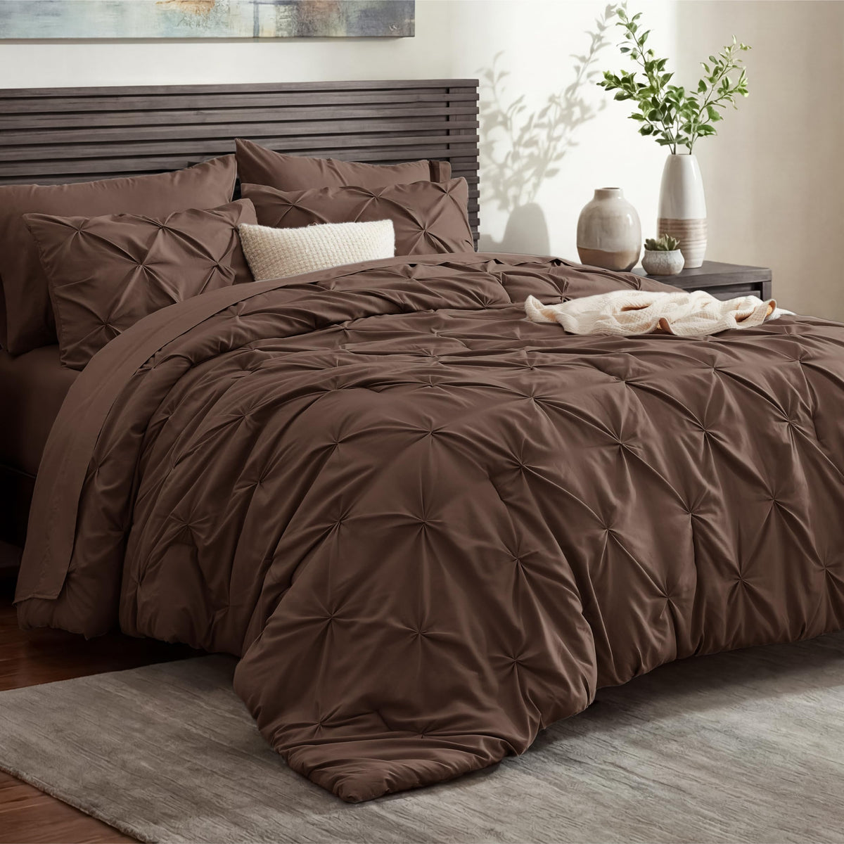 Bedsure 7-Piece Queen Bedding Comforter Set & Sheet Set, Grey Bed in a Bag