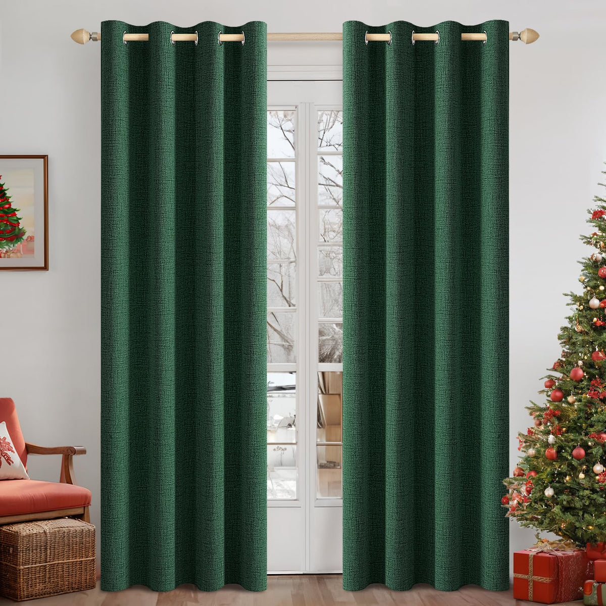 MIULEE 100% Blackout Linen Curtains for Bedroom 52x90 Inches Natural Beige