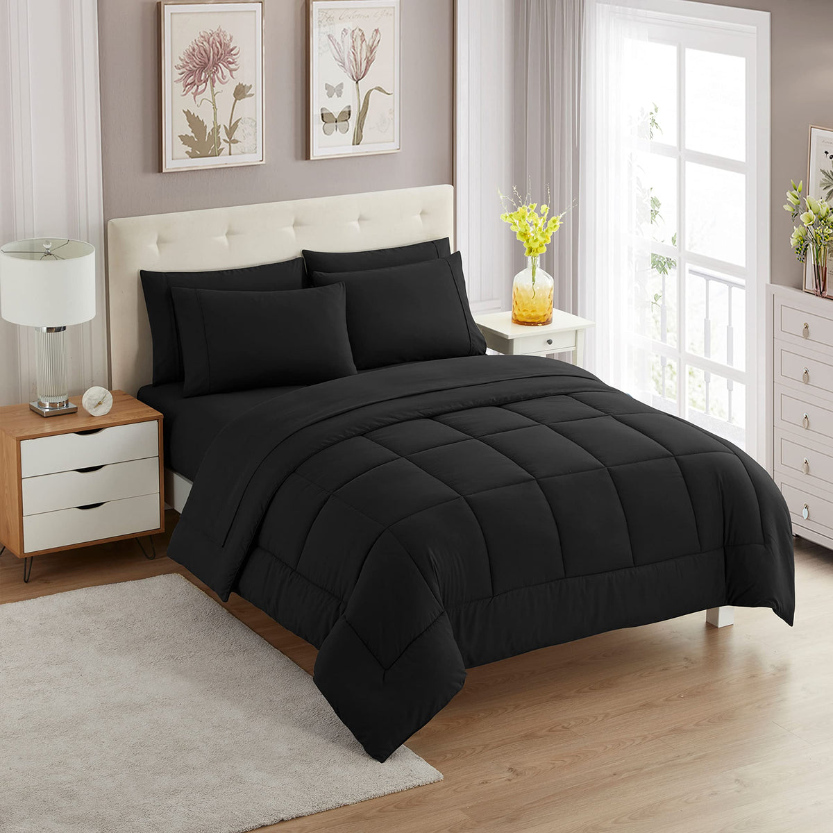 Full Size Comforter Set with Sheets - 7-Piece Bedding Collection - 1 Comforter, 1 Fitted Sheet, 1 Flat, 4 Pillowcases - Deep Pocket - Soft & Breathable Premium Quality - Ideal for All Seasons, Gray