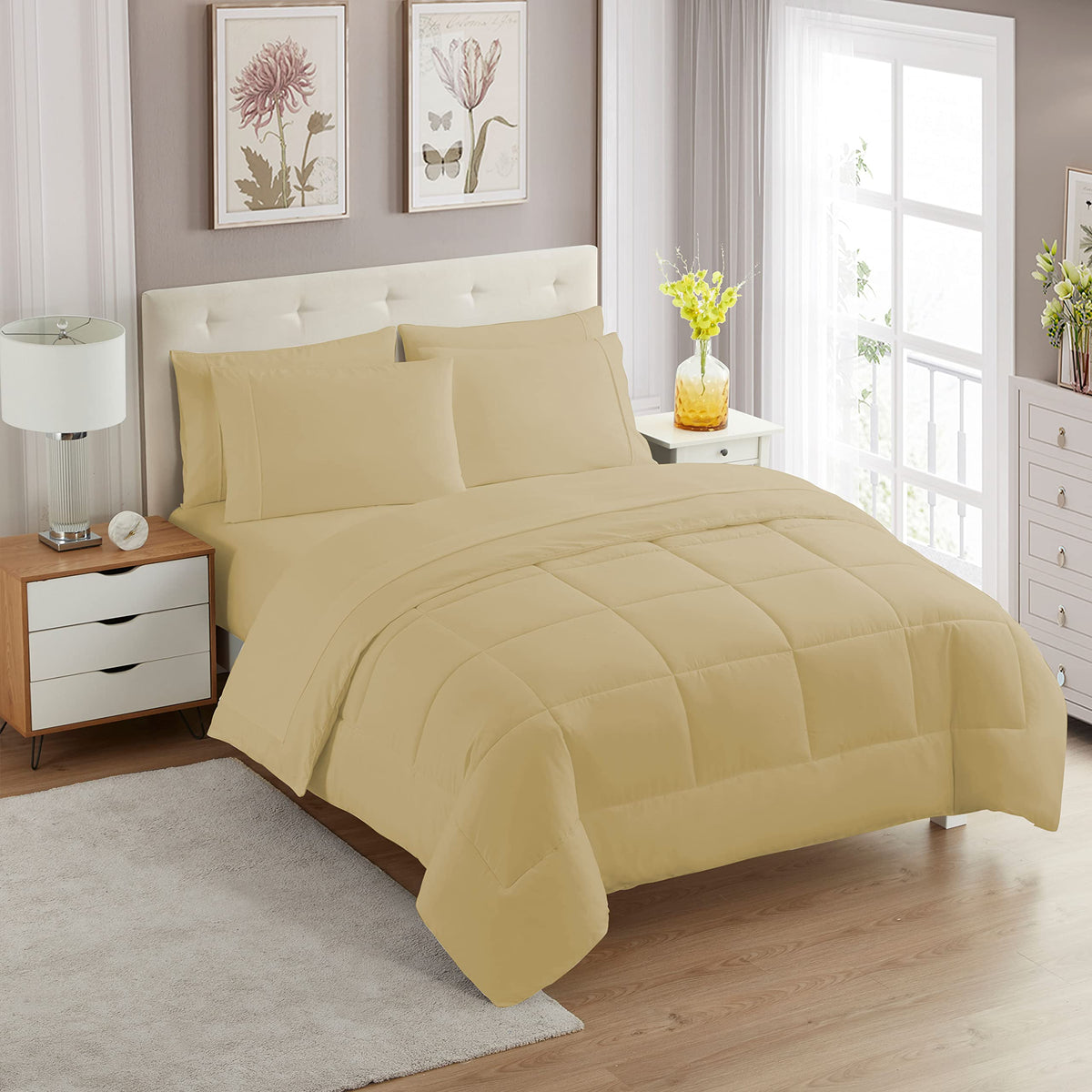 Full Size Comforter Set with Sheets - 7-Piece Bedding Collection - 1 Comforter, 1 Fitted Sheet, 1 Flat, 4 Pillowcases - Deep Pocket - Soft & Breathable Premium Quality - Ideal for All Seasons, Gray