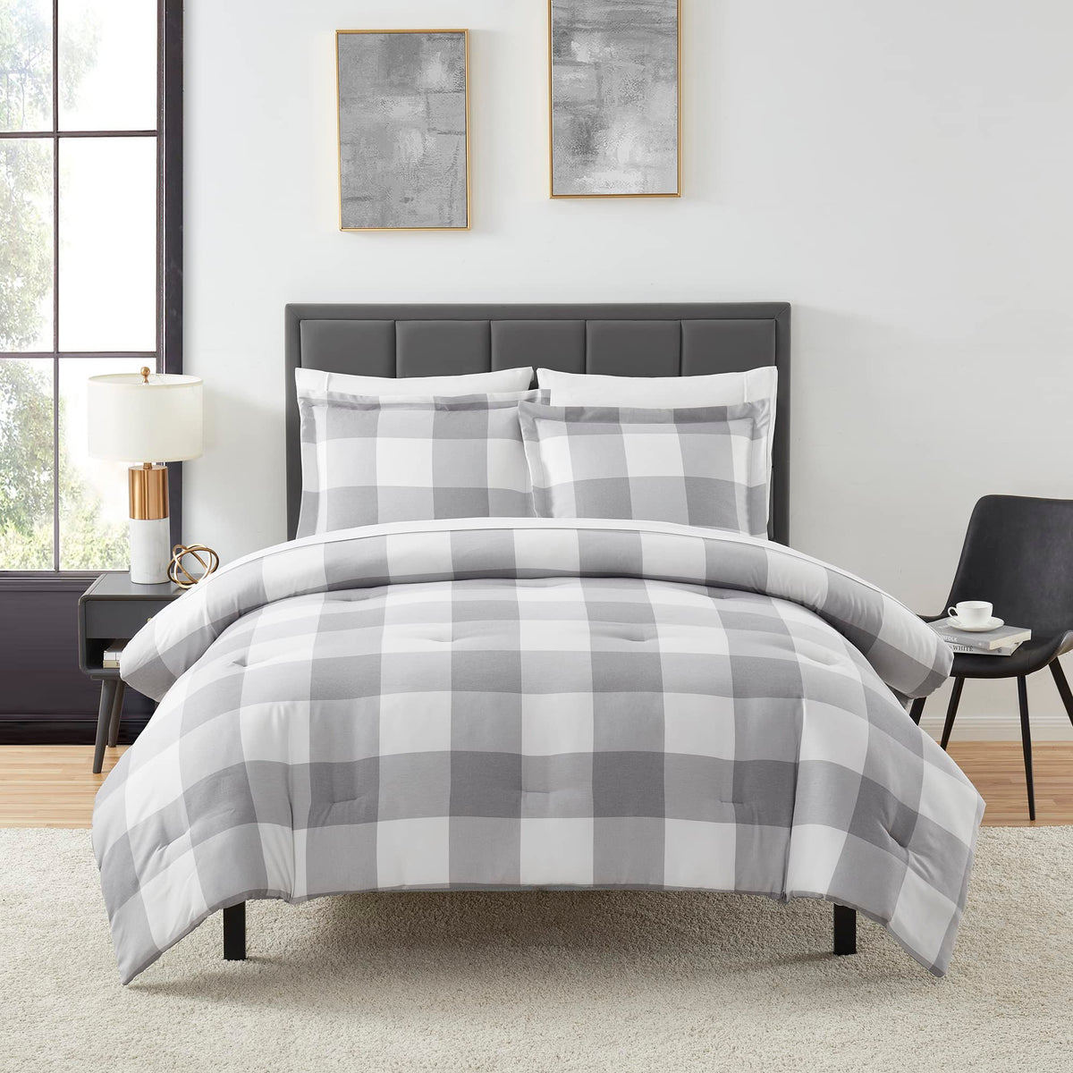Full Size Comforter Set with Sheets - 7-Piece Bedding Collection - 1 Comforter, 1 Fitted Sheet, 1 Flat, 4 Pillowcases - Deep Pocket - Soft & Breathable Premium Quality - Ideal for All Seasons, Gray