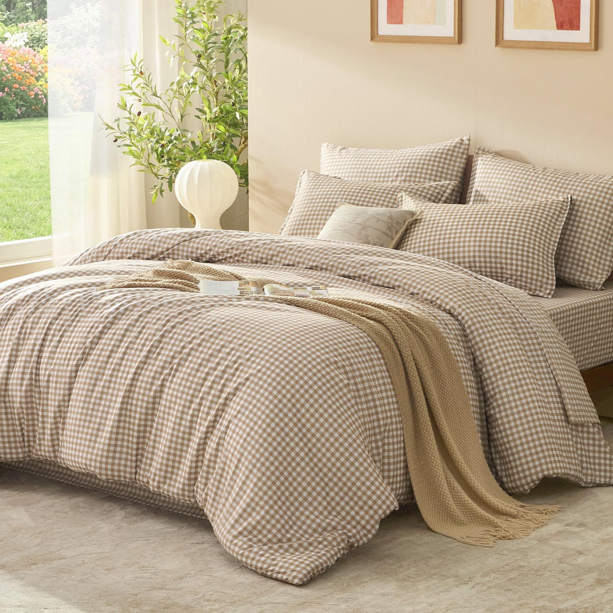 Litanika Full Size Comforter Sets 7 Pieces Cornflower Blue Gingham