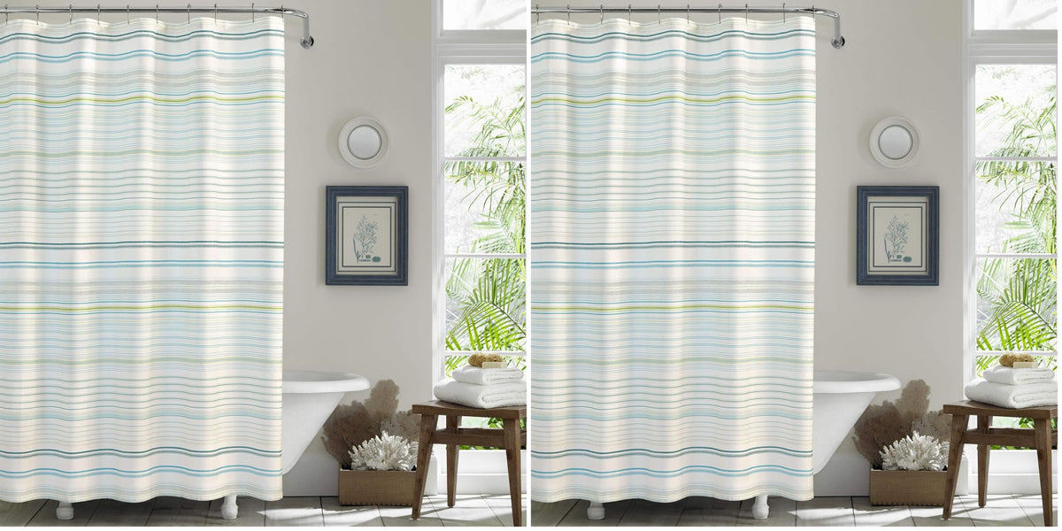 Tommy Bahama - Striped Shower Curtain, 100% Cotton Cabana Design