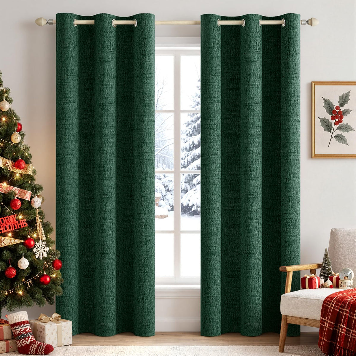 MIULEE 100% Blackout Linen Curtains for Bedroom 52x90 Inches Natural Beige