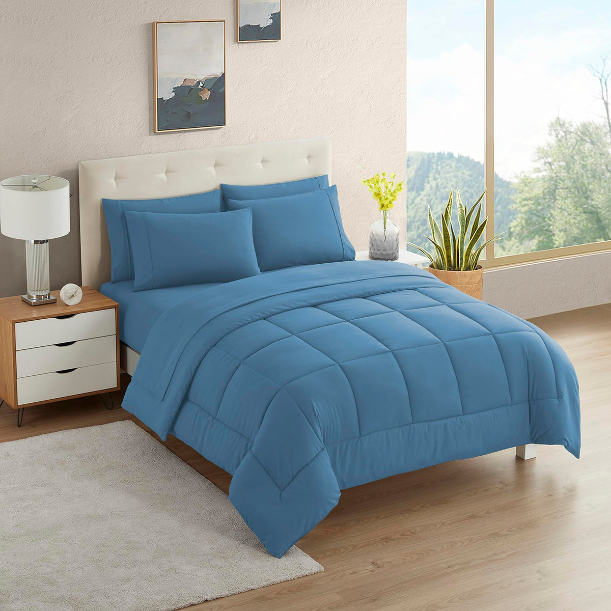 Full Size Comforter Set with Sheets - 7-Piece Bedding Collection - 1 Comforter, 1 Fitted Sheet, 1 Flat, 4 Pillowcases - Deep Pocket - Soft & Breathable Premium Quality - Ideal for All Seasons, Gray