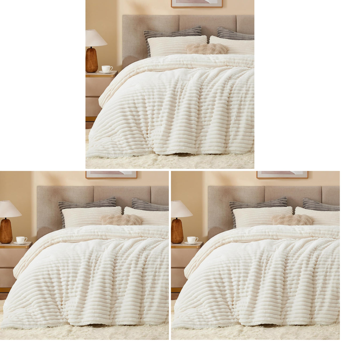 BEDELITE Fleece Queen Comforter Set, Fluffy Bed Set, Pink