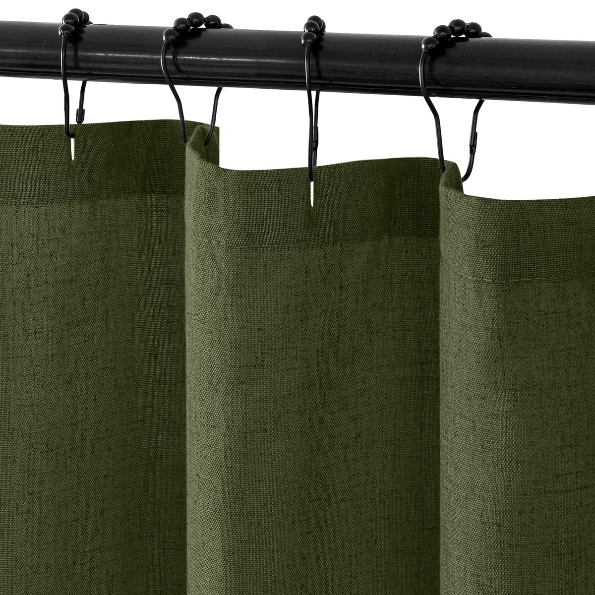 MIULEE Linen Buttonhole Fabric Shower Curtain Natural 72*72" 12 Metal Hooks
