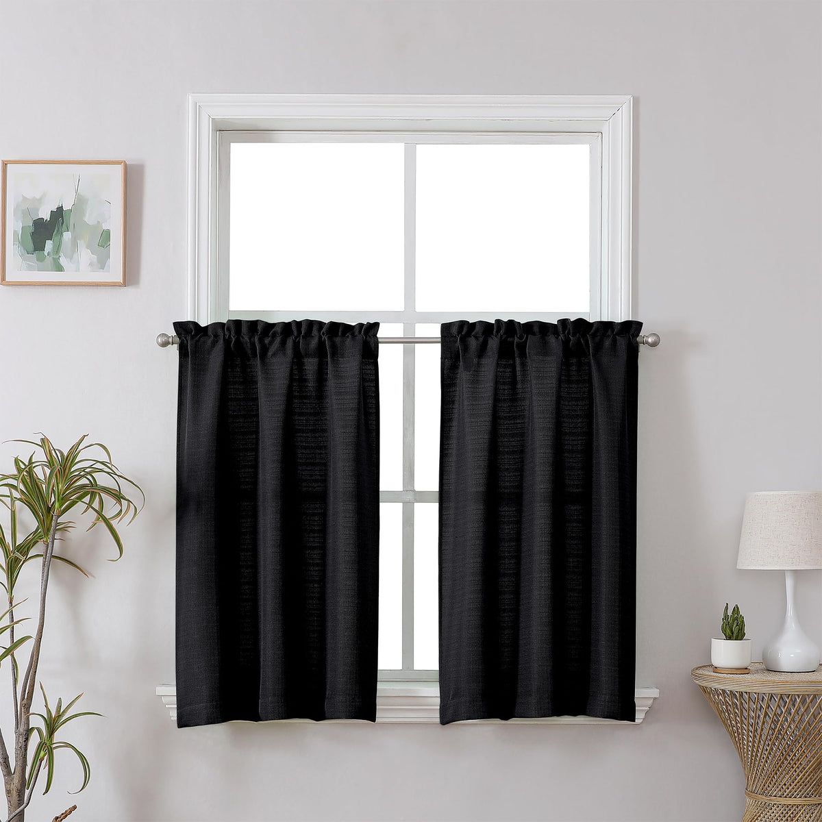 Chyhomenyc 2 Panels White Kitchen Curtains 36 Inch Length Tier Curtain