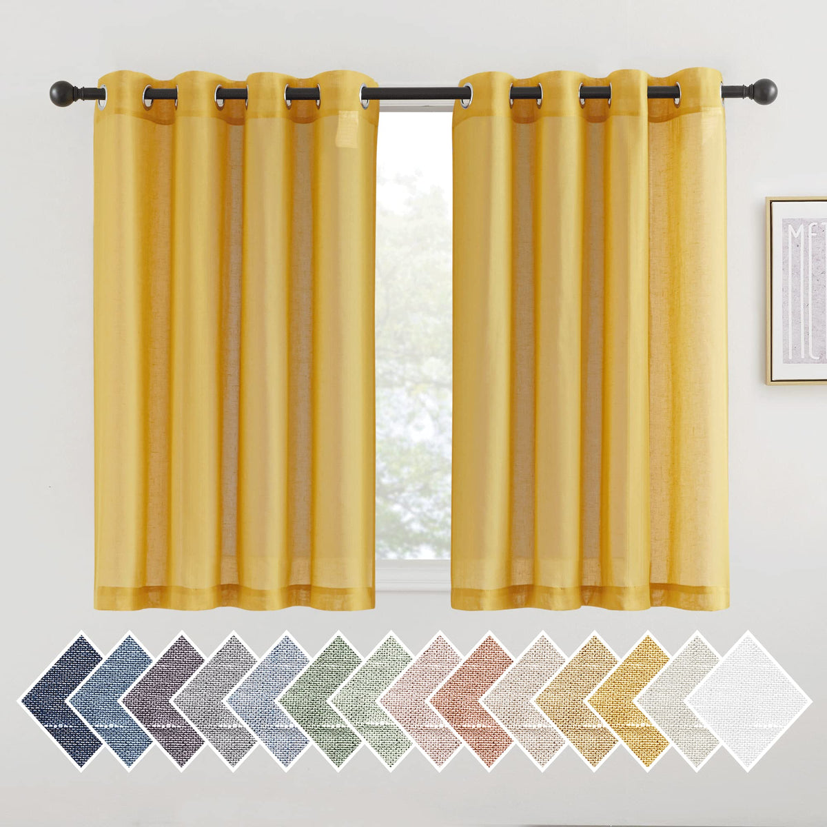 NICETOWN Semi Sheer Linen Ivory Curtains for Bedroom, W52xL84, 2 Panels