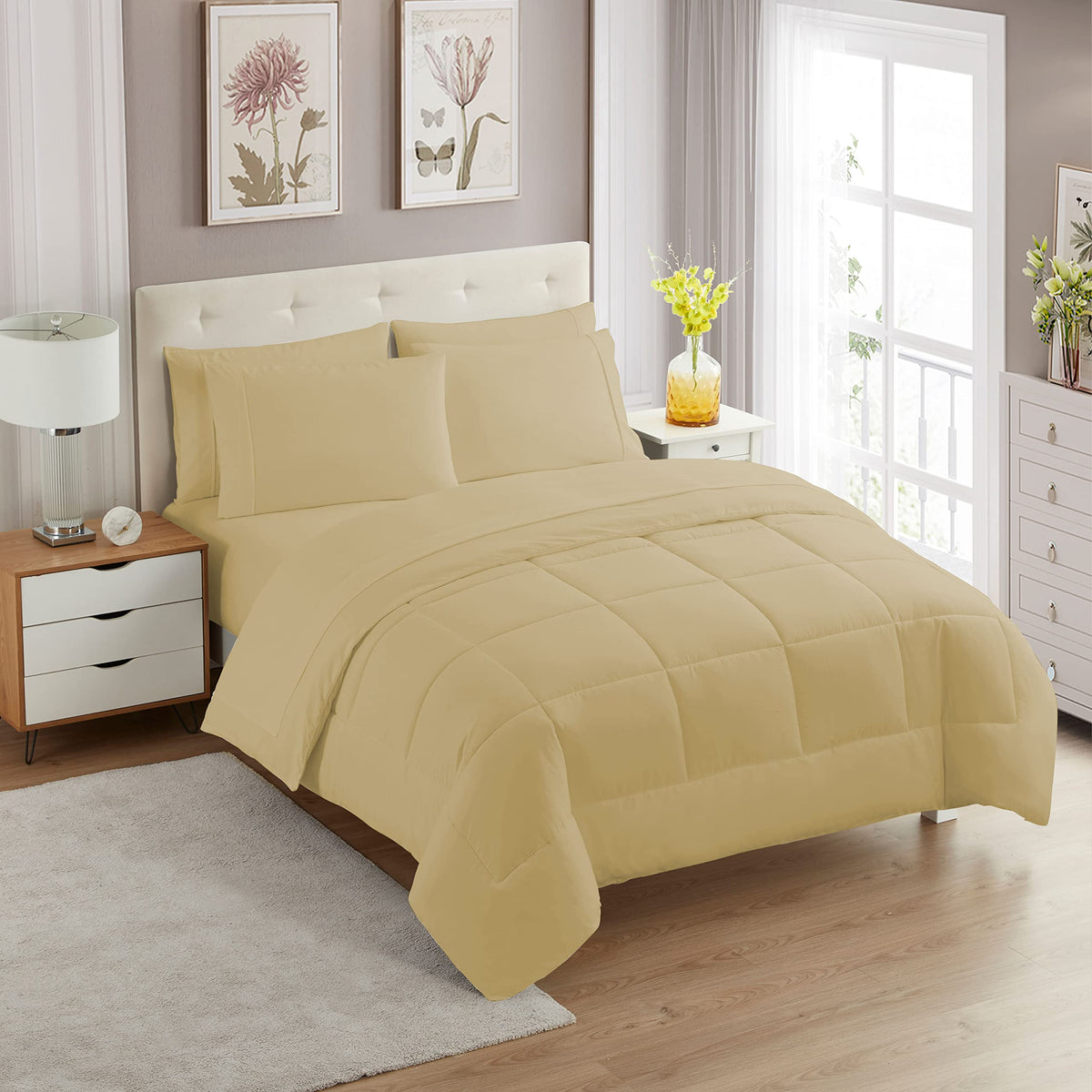 Full Size Comforter Set with Sheets - 7-Piece Bedding Collection - 1 Comforter, 1 Fitted Sheet, 1 Flat, 4 Pillowcases - Deep Pocket - Soft & Breathable Premium Quality - Ideal for All Seasons, Gray
