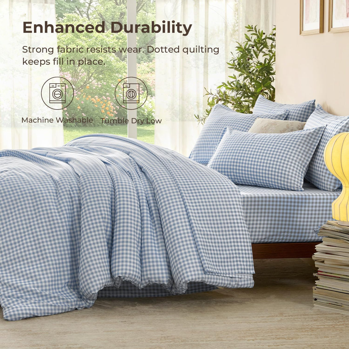 Litanika Full Size Comforter Sets 7 Pieces Cornflower Blue Gingham