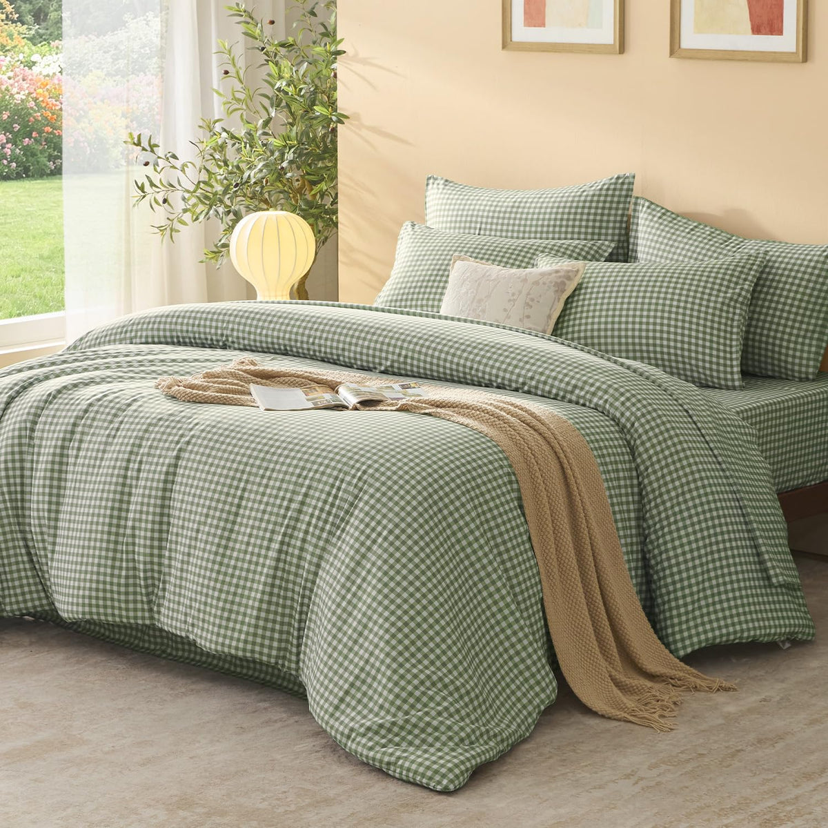 Litanika Full Size Comforter Sets 7 Pieces Cornflower Blue Gingham