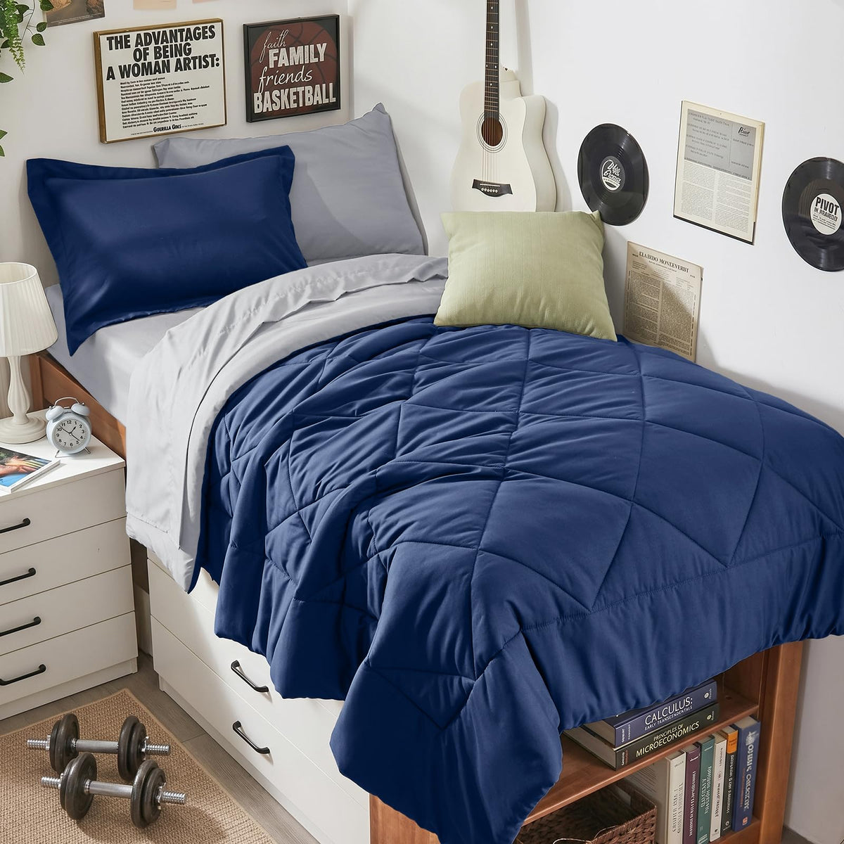 HEVUMYI 7-Piece Full Comforter Set, Dark Grey Bed in a Bag
