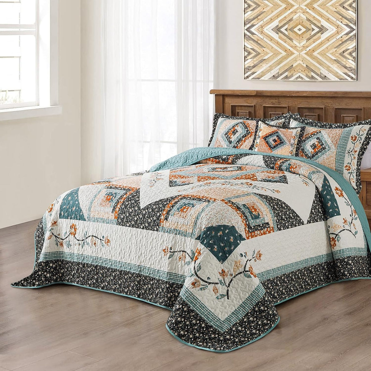 BEDIFANY Cotton King Size Quilt Sets, Lightweight King Quilt Bedding Set