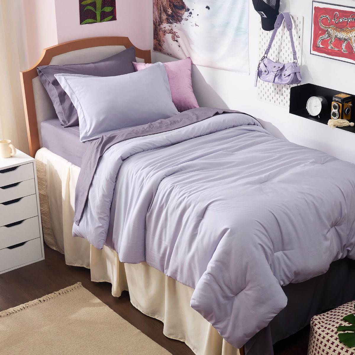 Bedsure Blue Bedding Set Queen Bed in a Bag Contrasting Bed 7 Pieces