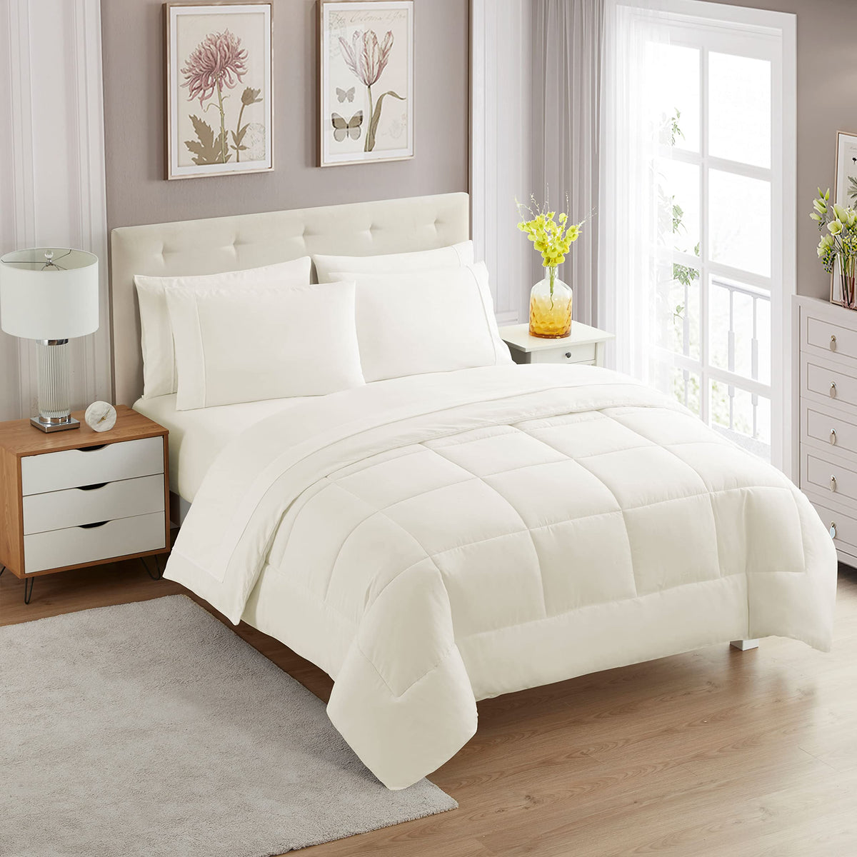Full Size Comforter Set with Sheets - 7-Piece Bedding Collection - 1 Comforter, 1 Fitted Sheet, 1 Flat, 4 Pillowcases - Deep Pocket - Soft & Breathable Premium Quality - Ideal for All Seasons, Gray