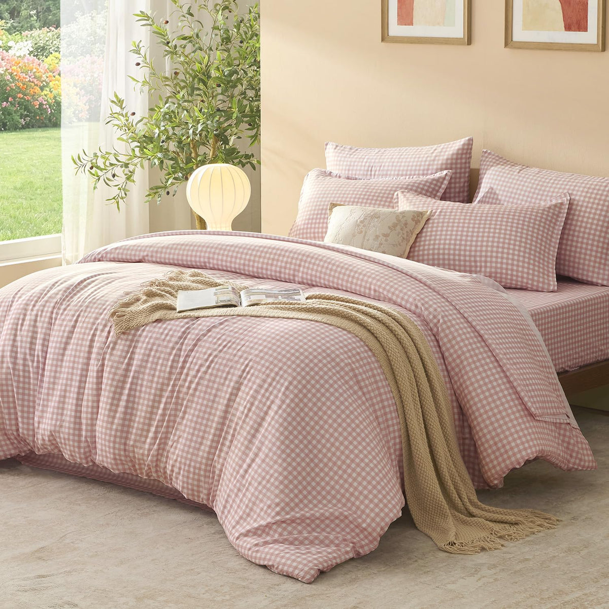 Litanika Full Size Comforter Sets 7 Pieces Cornflower Blue Gingham