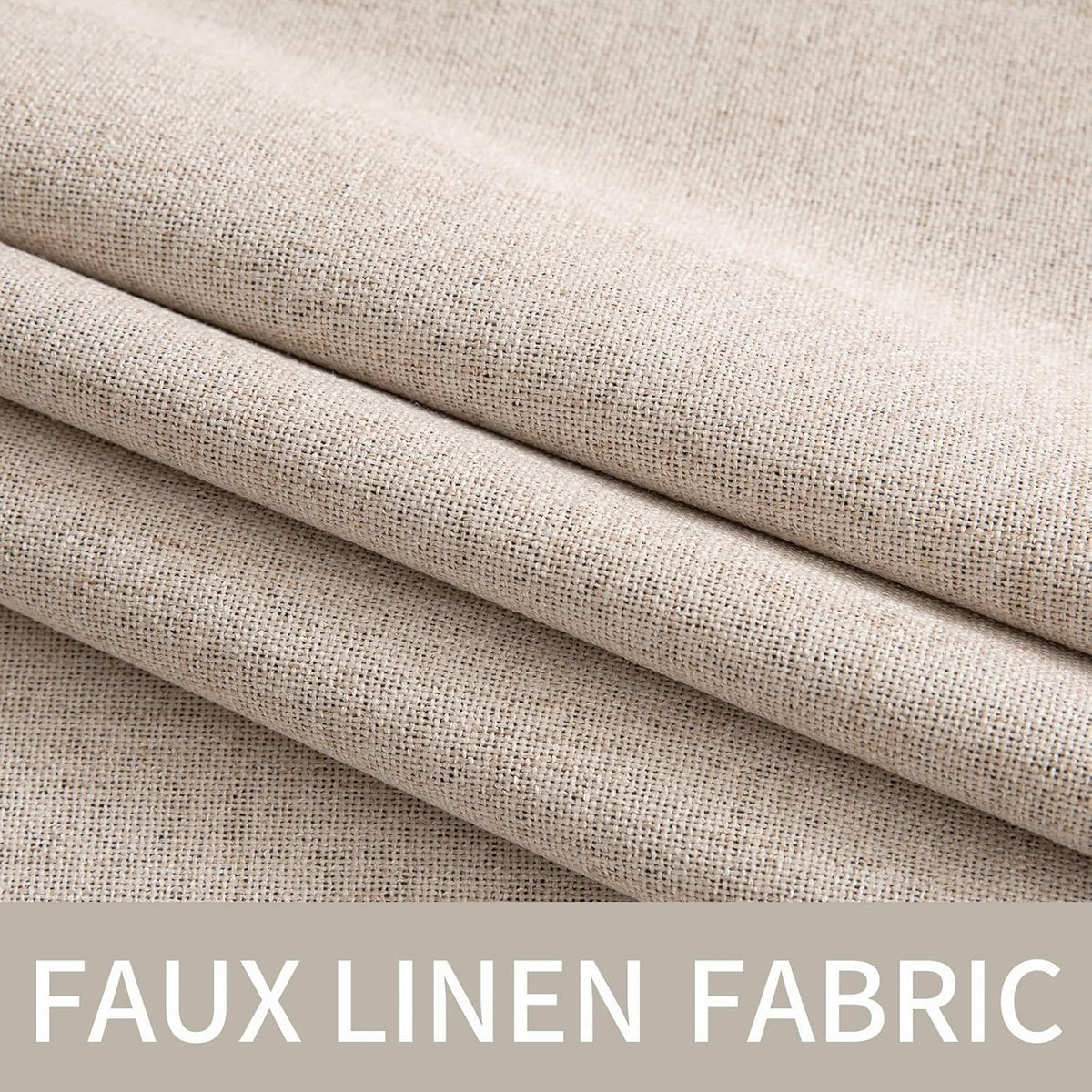 MIULEE 100% Blackout Linen Curtains for Bedroom 52x90 Inches Natural Beige