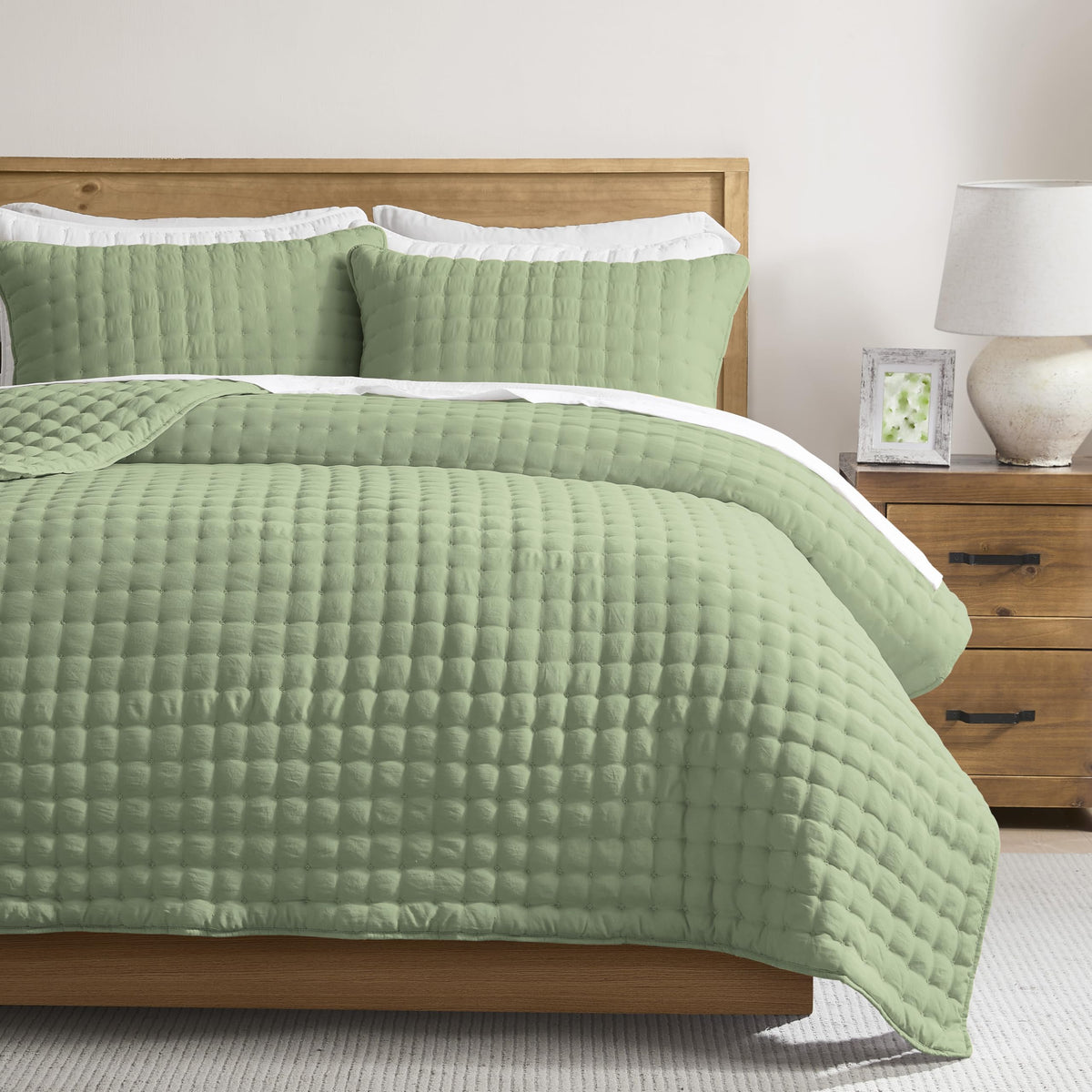 WDCOZY Cloud Soft Quilt Set, King Size, Light Beige, 3 Pieces 104x90 inches