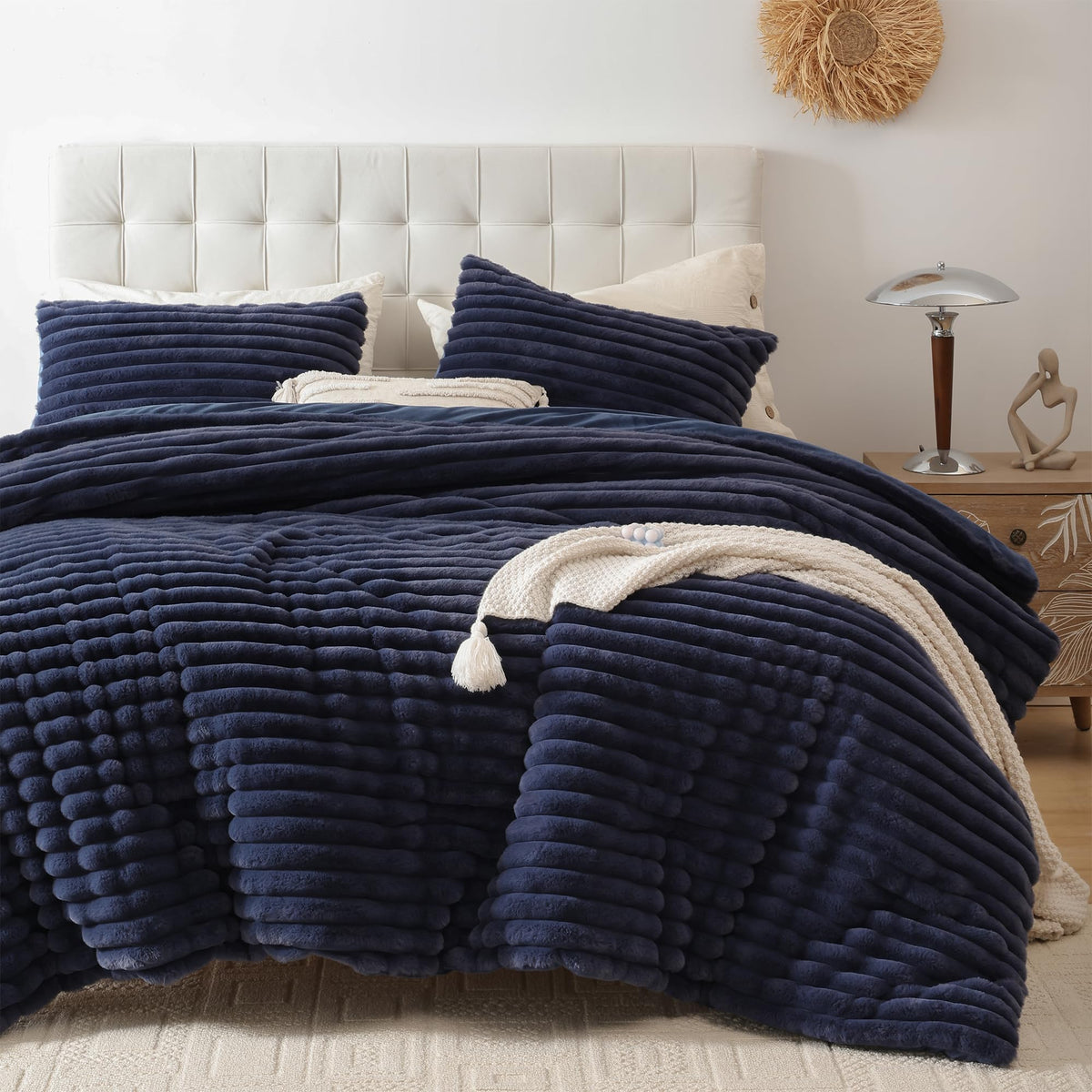 Smoofy Fluffy Queen Size Comforter 3 PCS - Pink Fleece Bedding Set