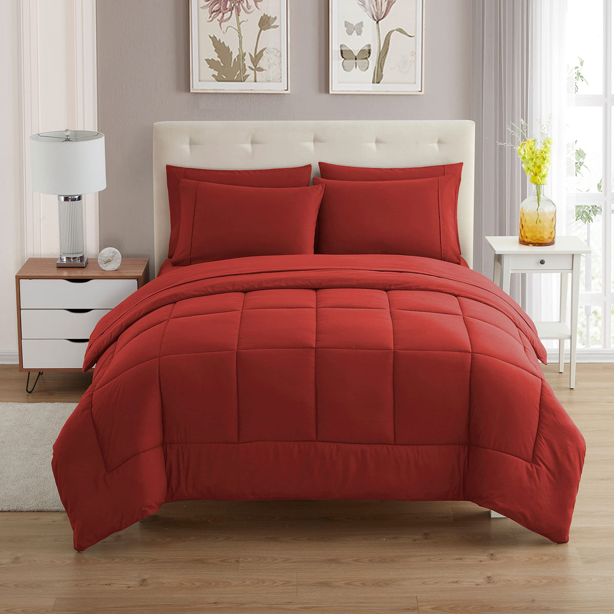 Full Size Comforter Set with Sheets - 7-Piece Bedding Collection - 1 Comforter, 1 Fitted Sheet, 1 Flat, 4 Pillowcases - Deep Pocket - Soft & Breathable Premium Quality - Ideal for All Seasons, Gray