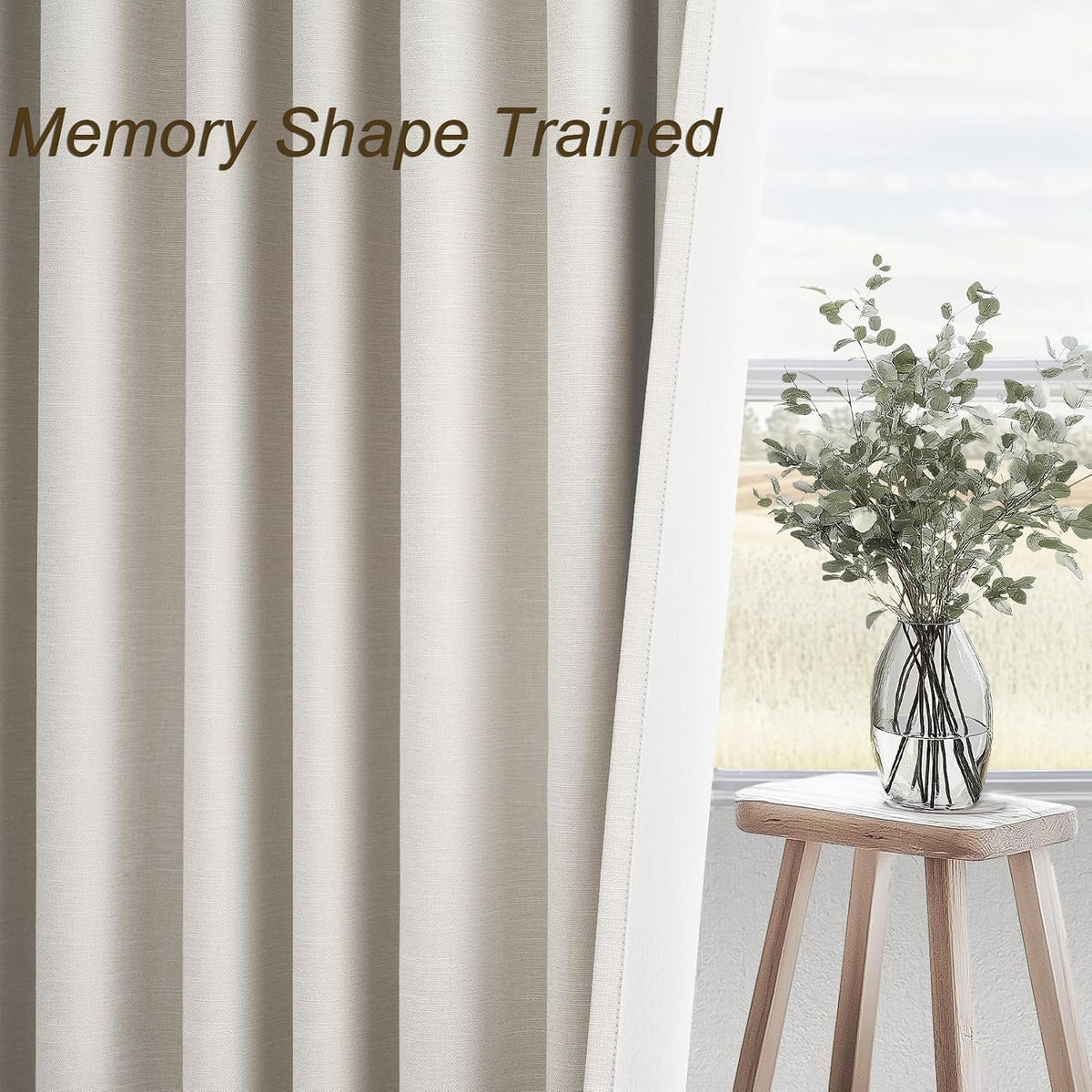 Topfinel Cream Linen Blackout Curtains 84 Inch Long for Bedroom Living Room, Ivory Pinch Pleat Back Tab Full Blackout Drapes Farmhouse Boho Curtains for Window, White Neutral Curtains 52" X 84" 7 FT