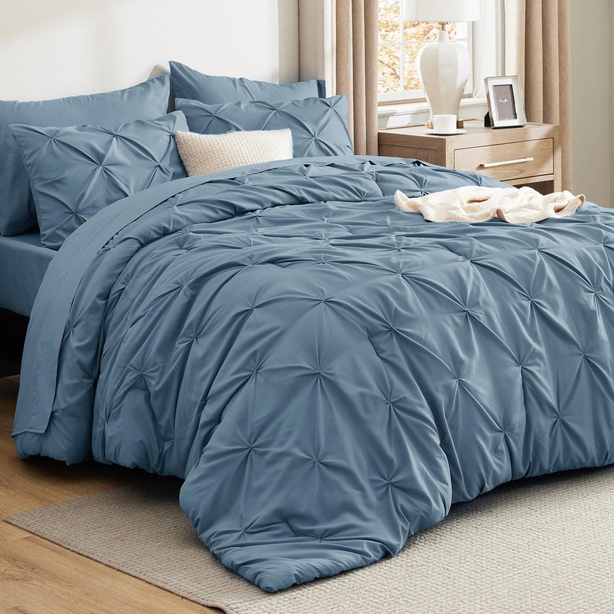 Bedsure 7-Piece King Size Comforter Set & Sheets, Olive Green King Bedding