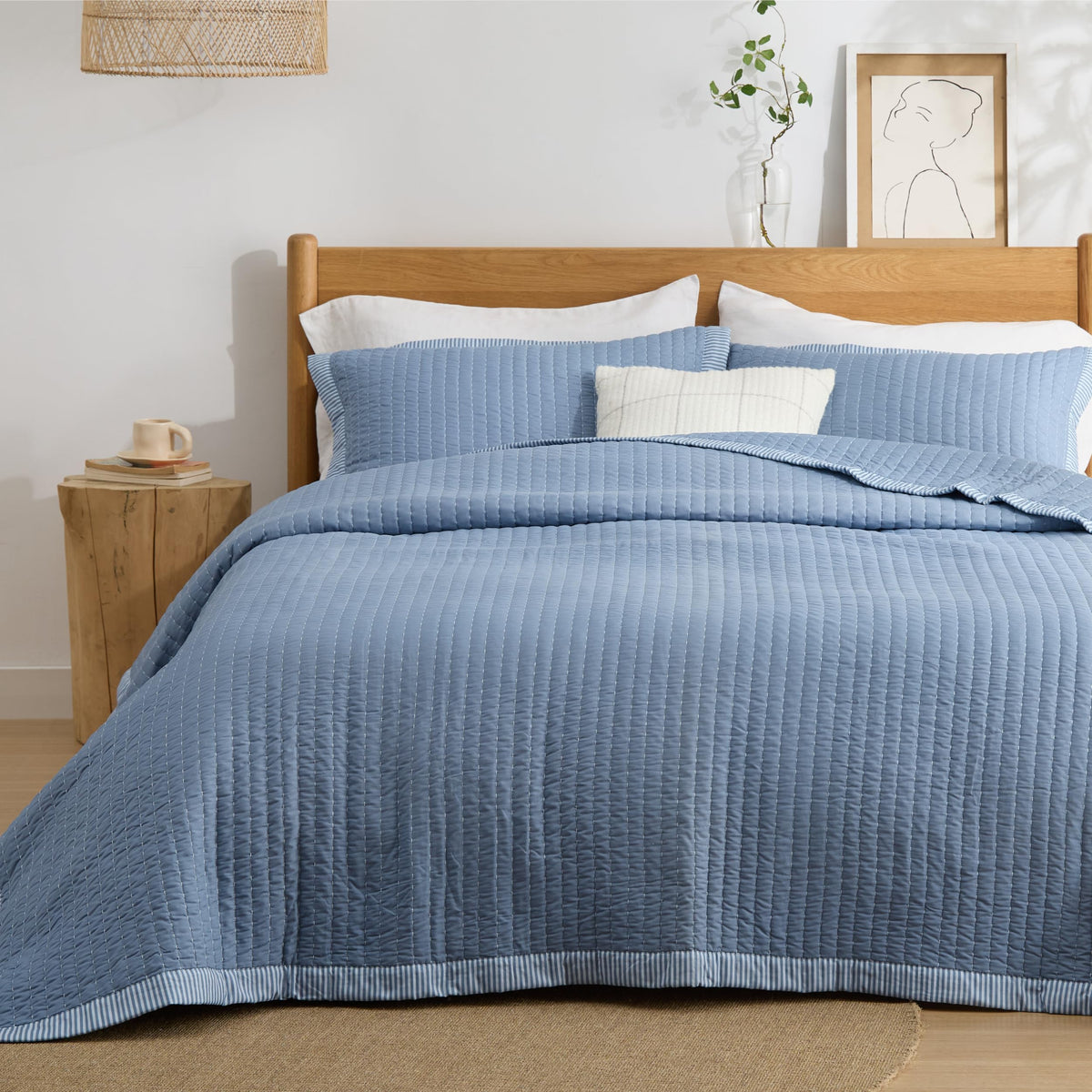 Bedsure Quilts Queen Size - Queen Quilt Bedding Set Bedspread Coverlet Comforter, Lightweight Neutral Striped Bedding, 3-Piece Set with 90"x96" Coverlet & 2 Pillow Shams, All-Season Soft Microfiber