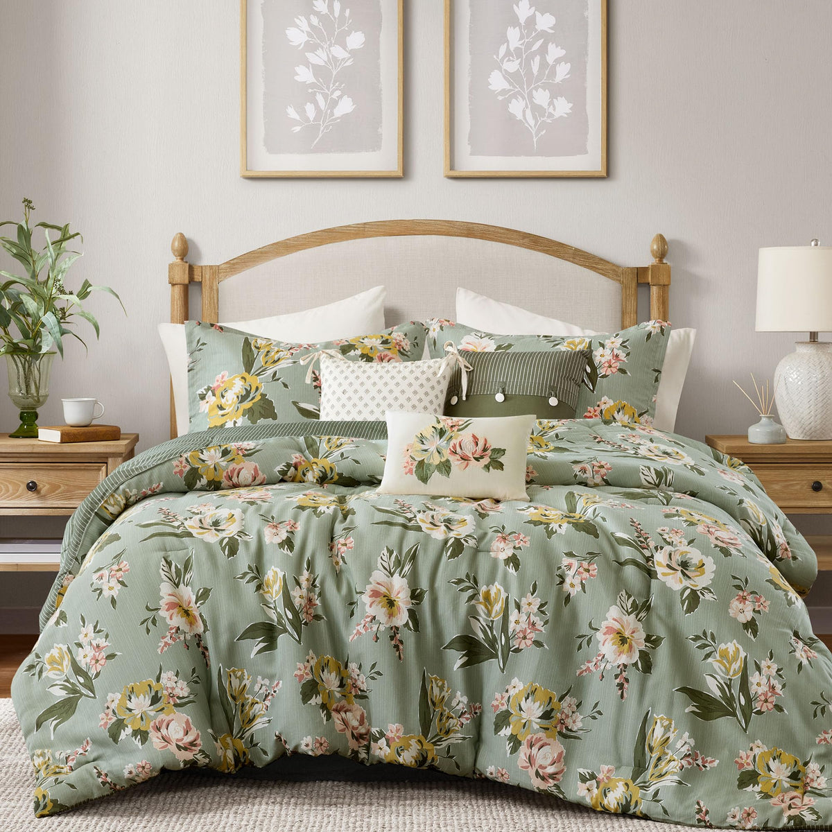 Madison Park Reversible Vintage Floral Comforter Set, 7PC King Bedding Set