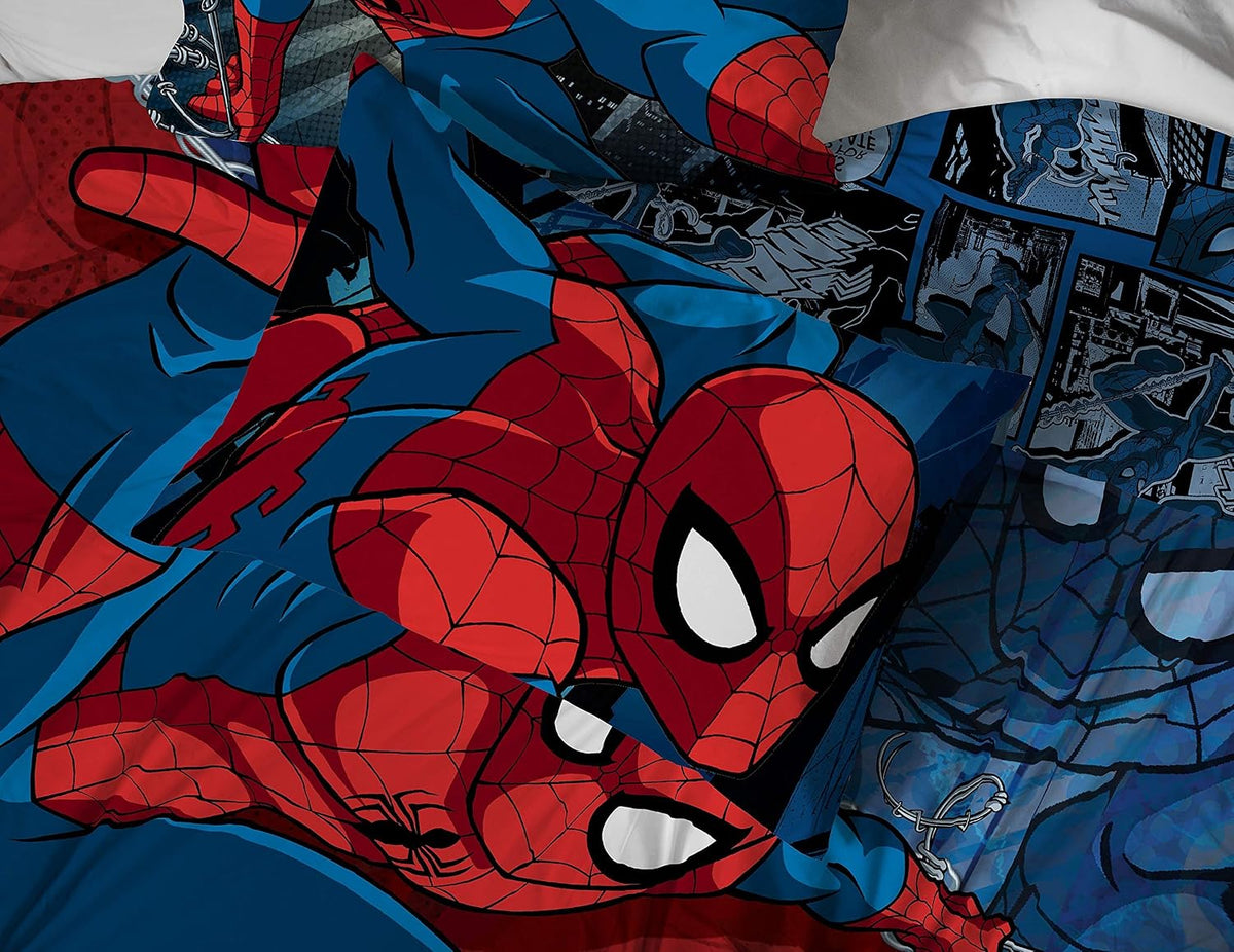 Marvel Spiderman Full Size Comforter Set 5 Piece Kids Bedding, Multi