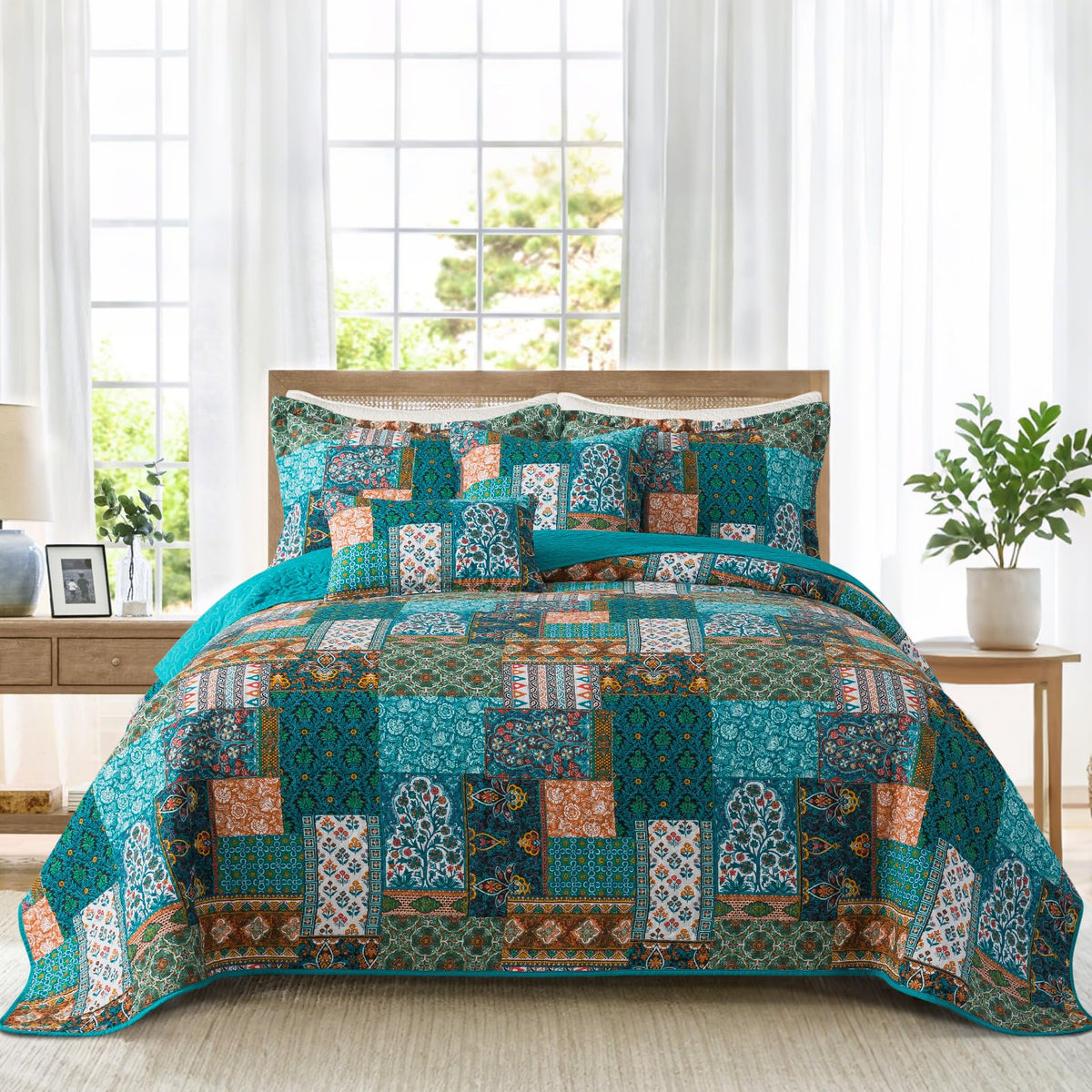 BEDIFANY Cotton King Size Quilt Sets, Lightweight King Quilt Bedding Set
