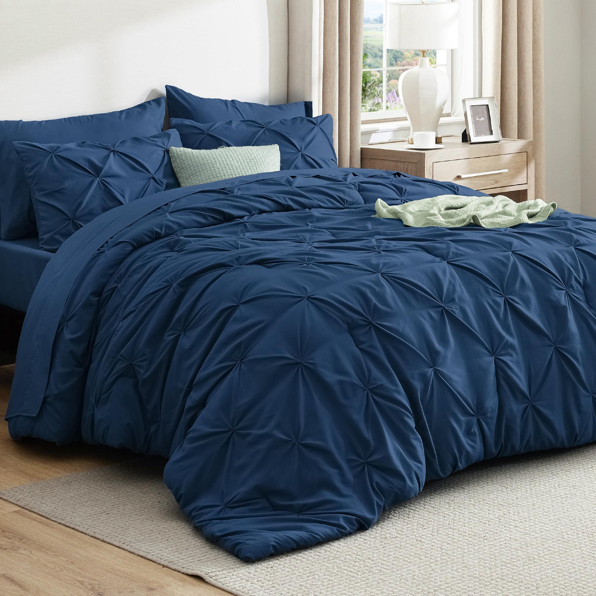Bedsure 7-Piece Queen Bedding Comforter Set & Sheet Set, Grey Bed in a Bag