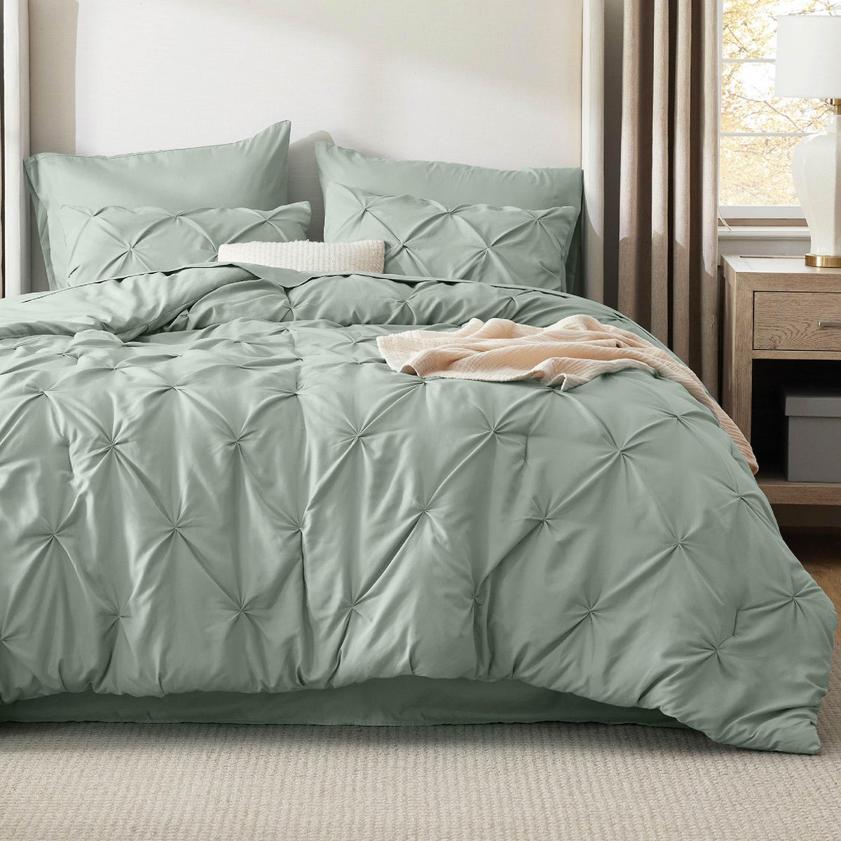 Bedsure 7-Piece King Size Comforter Set & Sheets, Grey King Bedding