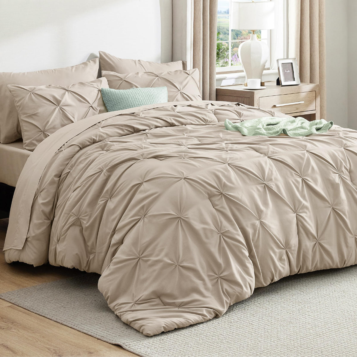 Bedsure 7-Piece Queen Bedding Comforter Set & Sheet Set, Grey Bed in a Bag