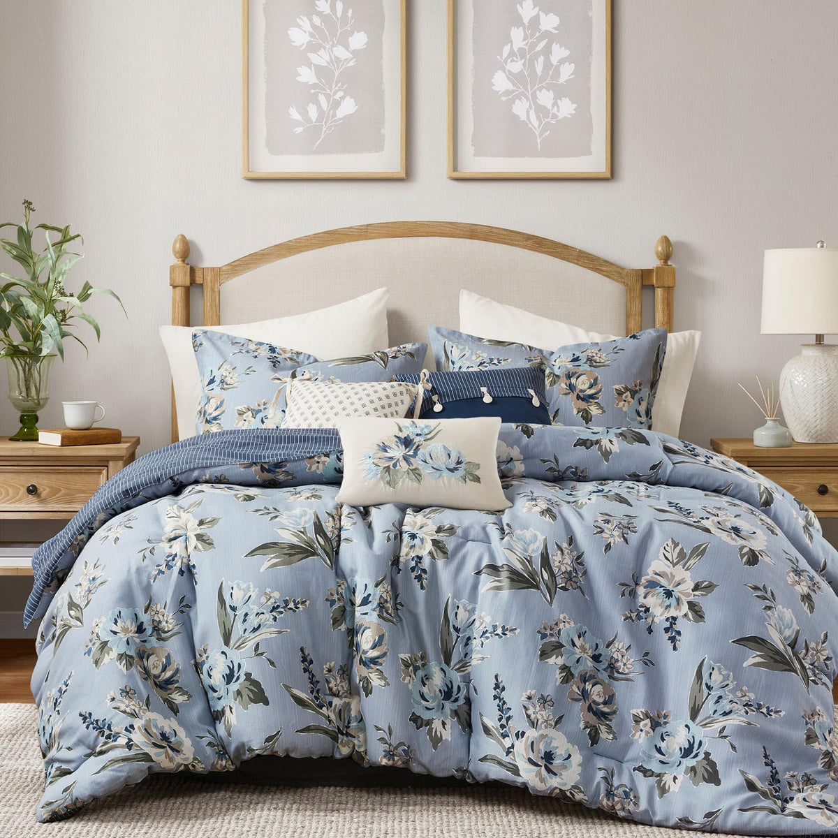 Madison Park Reversible Vintage Floral Comforter Set, 7PC King Bedding Set