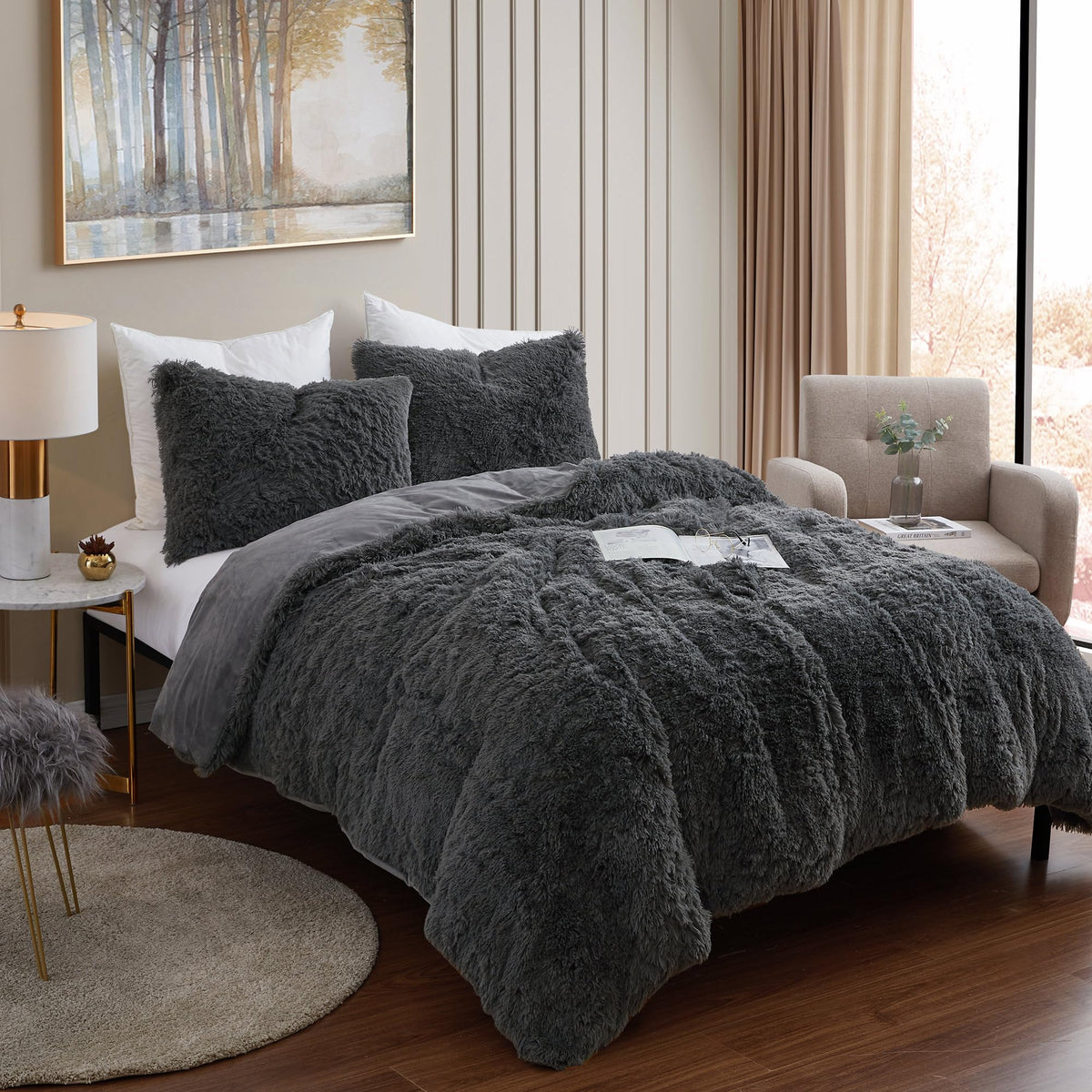 Full Size Comforter Set with Sheets - 7-Piece Bedding Collection - 1 Comforter, 1 Fitted Sheet, 1 Flat, 4 Pillowcases - Deep Pocket - Soft & Breathable Premium Quality - Ideal for All Seasons, Gray