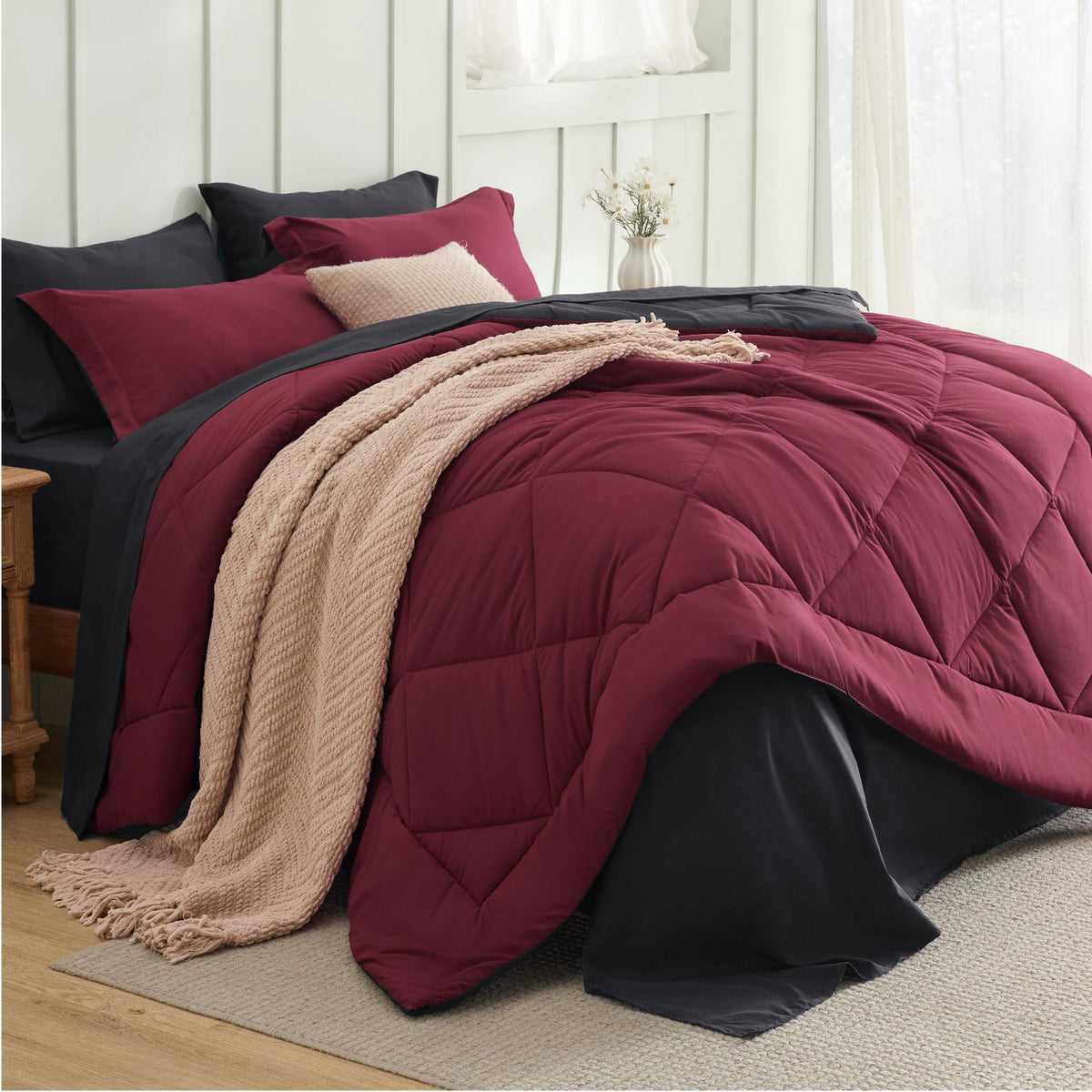Bedsure Bed in a Bag Full Reversible Bed Set 7 Pieces Grey/Light Grey