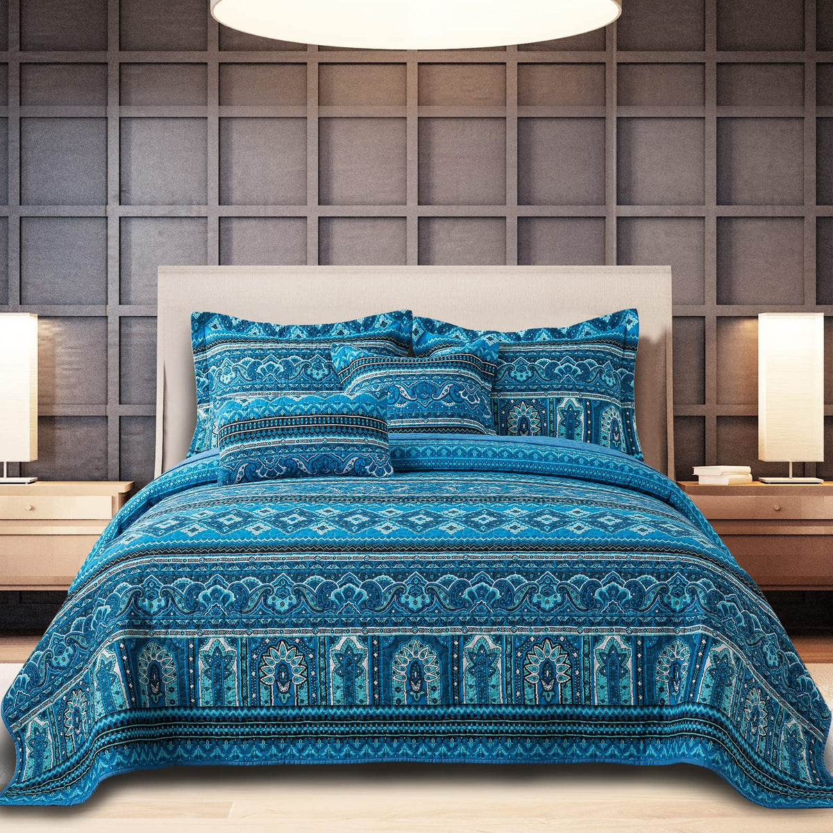 BEDIFANY Cotton King Size Quilt Sets, Lightweight King Quilt Bedding Set