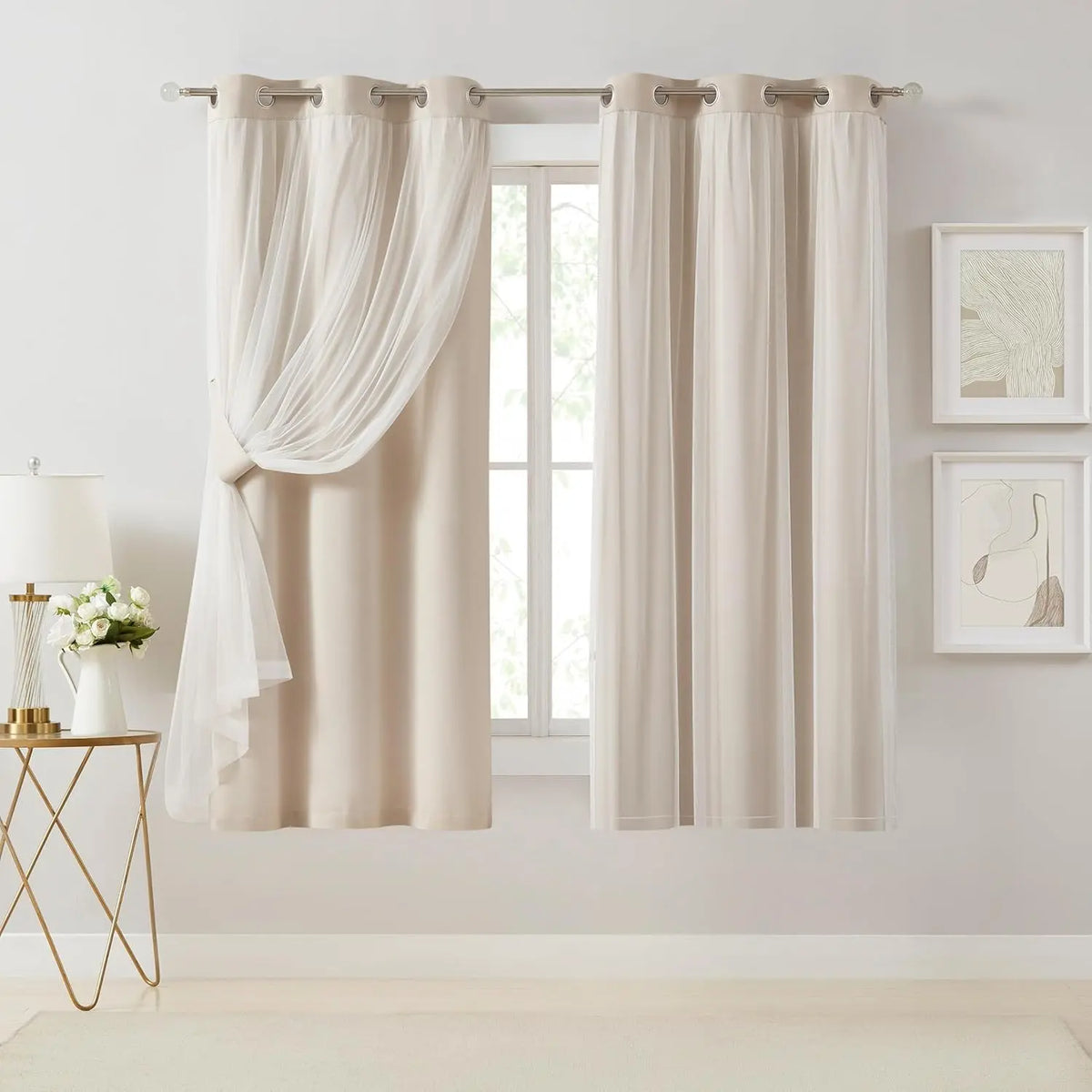 European Luxury Nordic Princess Style Double Layer Sheer Curtain, Elegant Bedroom Living Room Balcony Drapes, 1pc Cloth Window Covering, Home Textile, Home Decoration Curtain, Home Decorative Curtain