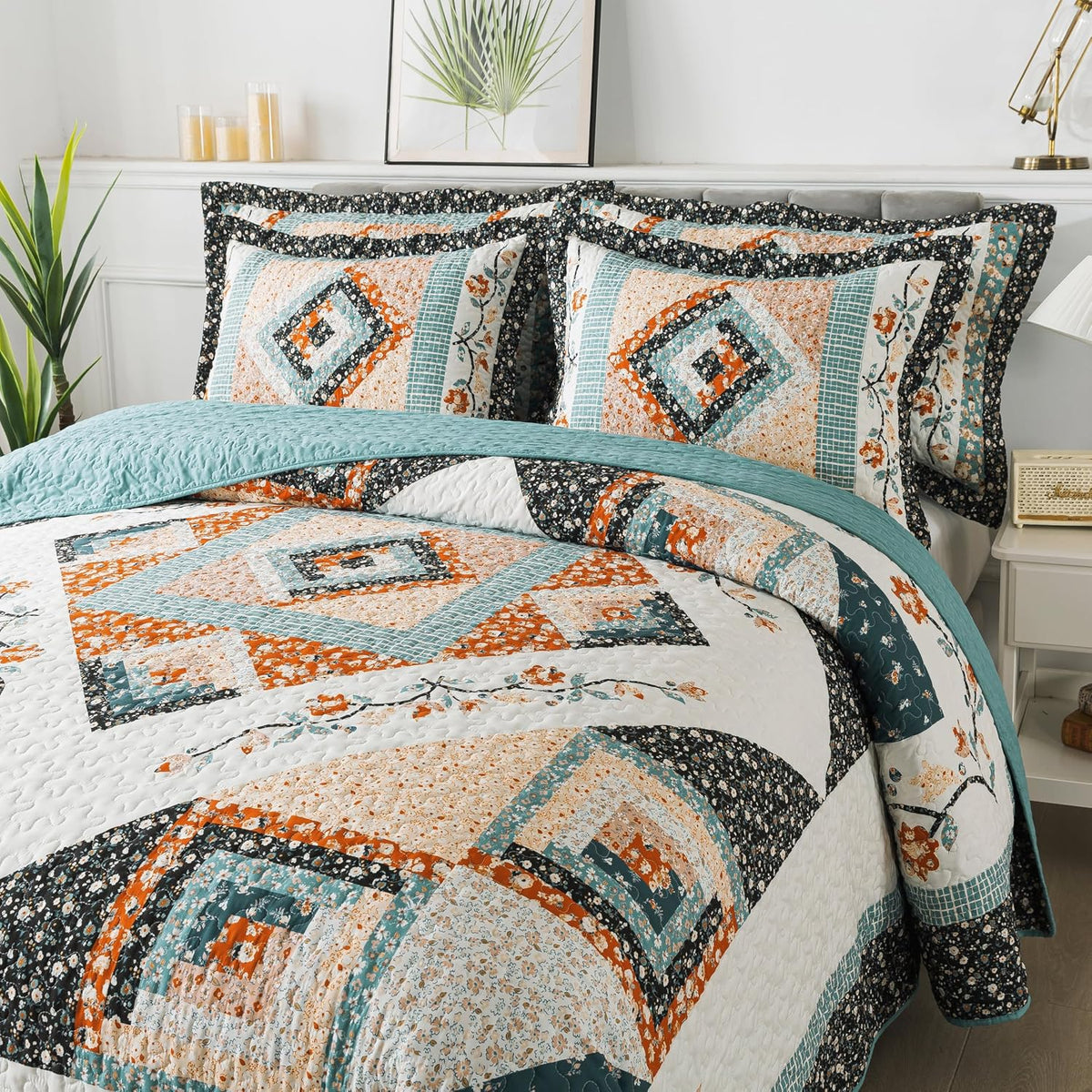 BEDIFANY Cotton King Size Quilt Sets, Lightweight King Quilt Bedding Set