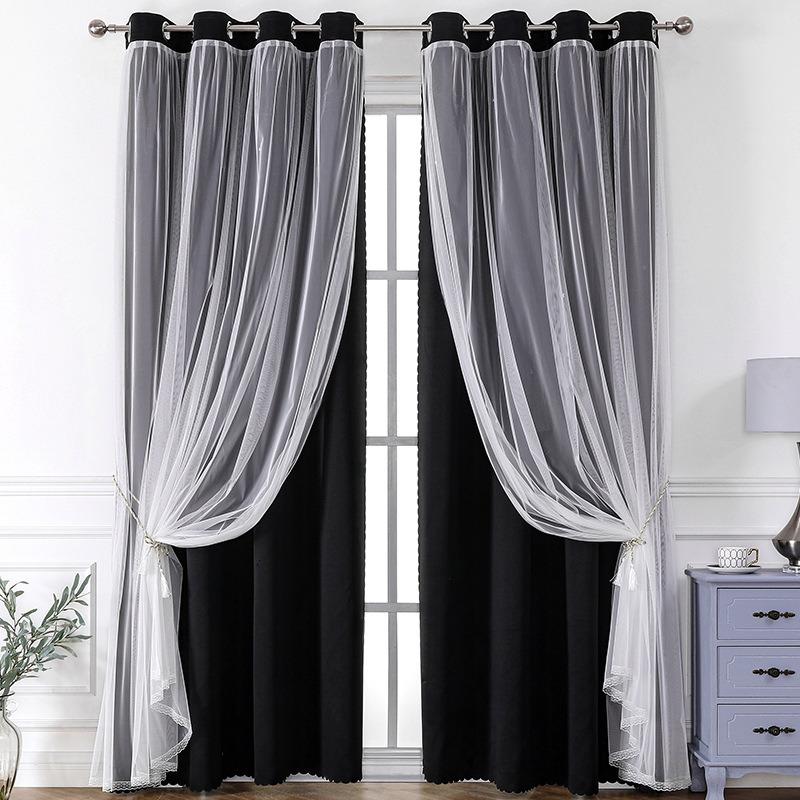 European Luxury Nordic Princess Style Double Layer Sheer Curtain, Elegant Bedroom Living Room Balcony Drapes, 1pc Cloth Window Covering, Home Textile, Home Decoration Curtain, Home Decorative Curtain