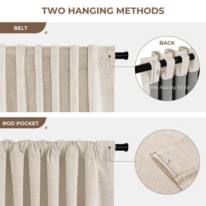 Inovaday | Blackout Curtains- 2pcs Linen Curtains for Bedroom & Living Room – Rod Pocket & Back Tab,Light Blocking Window Curtains for Apartment, Back To School,Renter-Friendly/Dorm Essentials,Home Textile